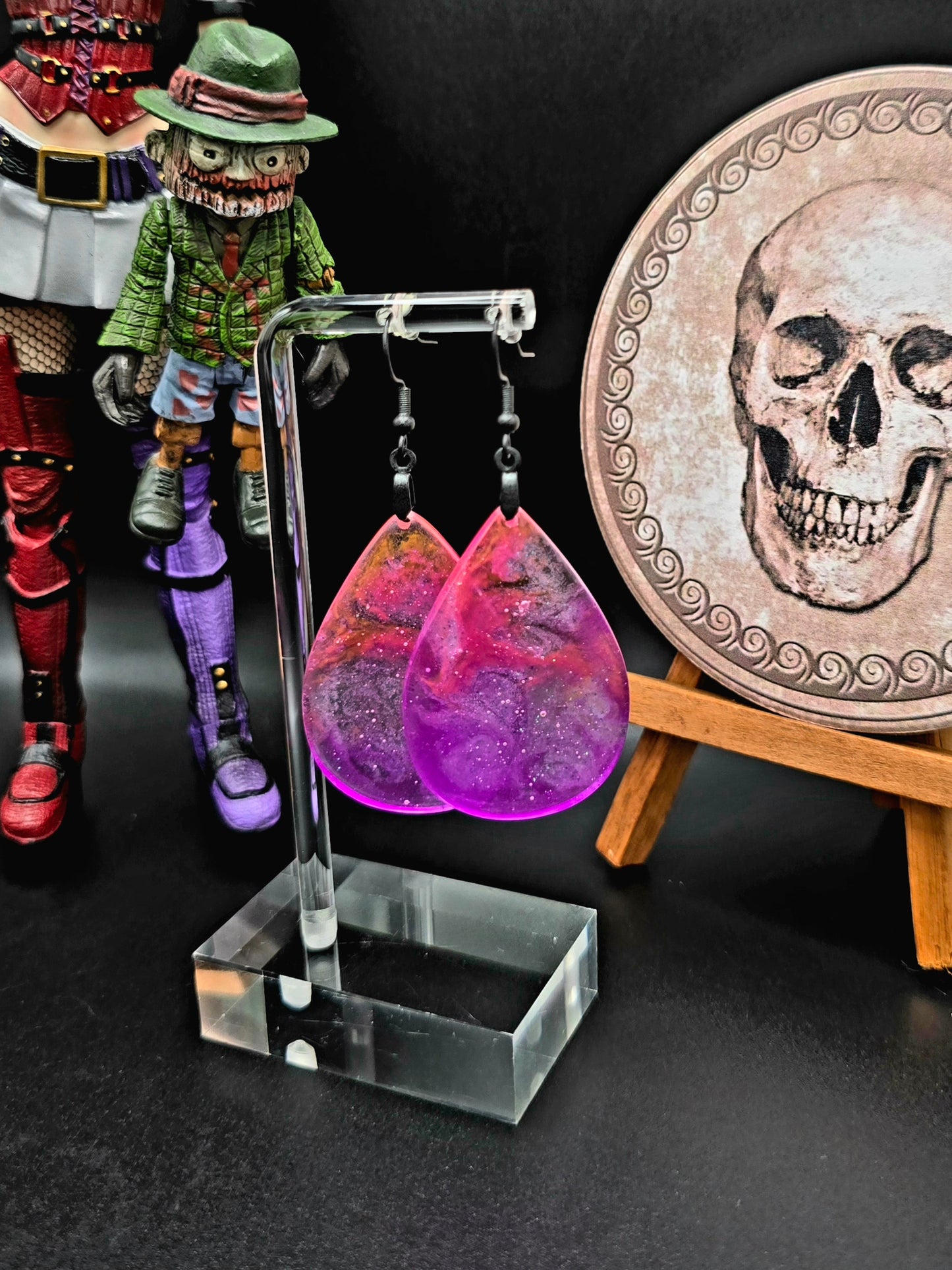 Tye Dye Glow in the Dark Resin Earrings