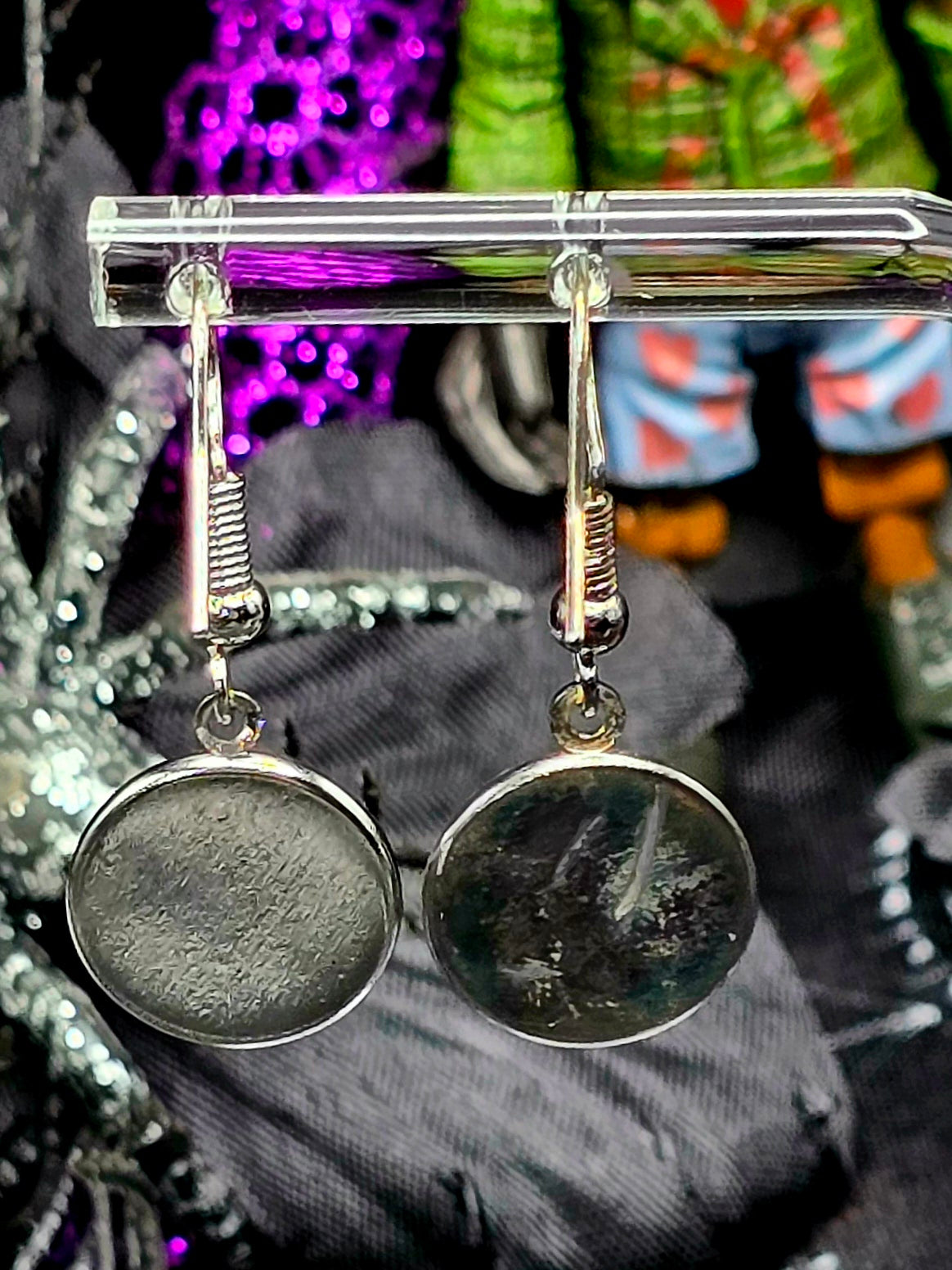 Blue Eyes Bezel Dangle Earrings