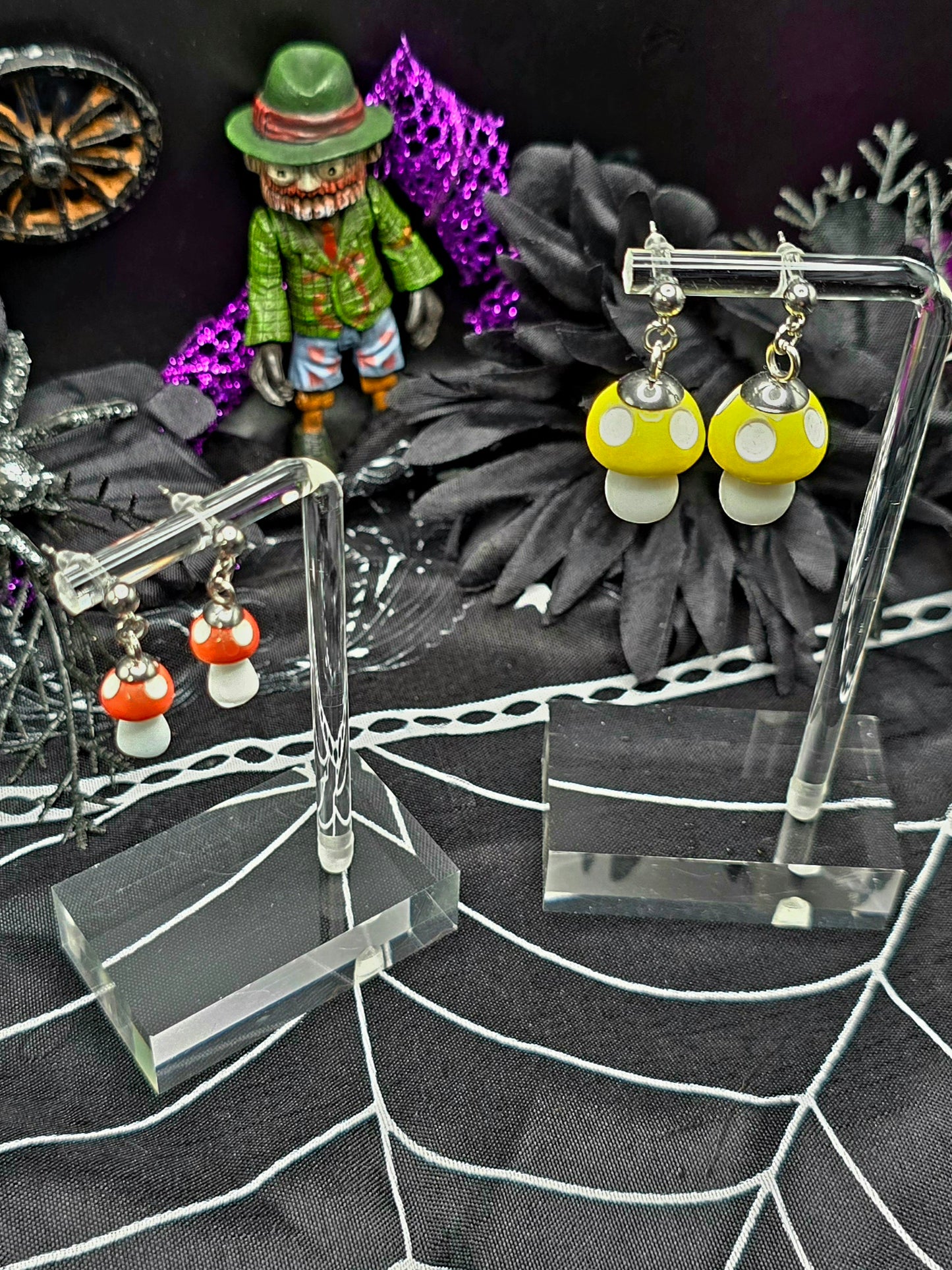 Yellow & Orange Mushroom Earrings