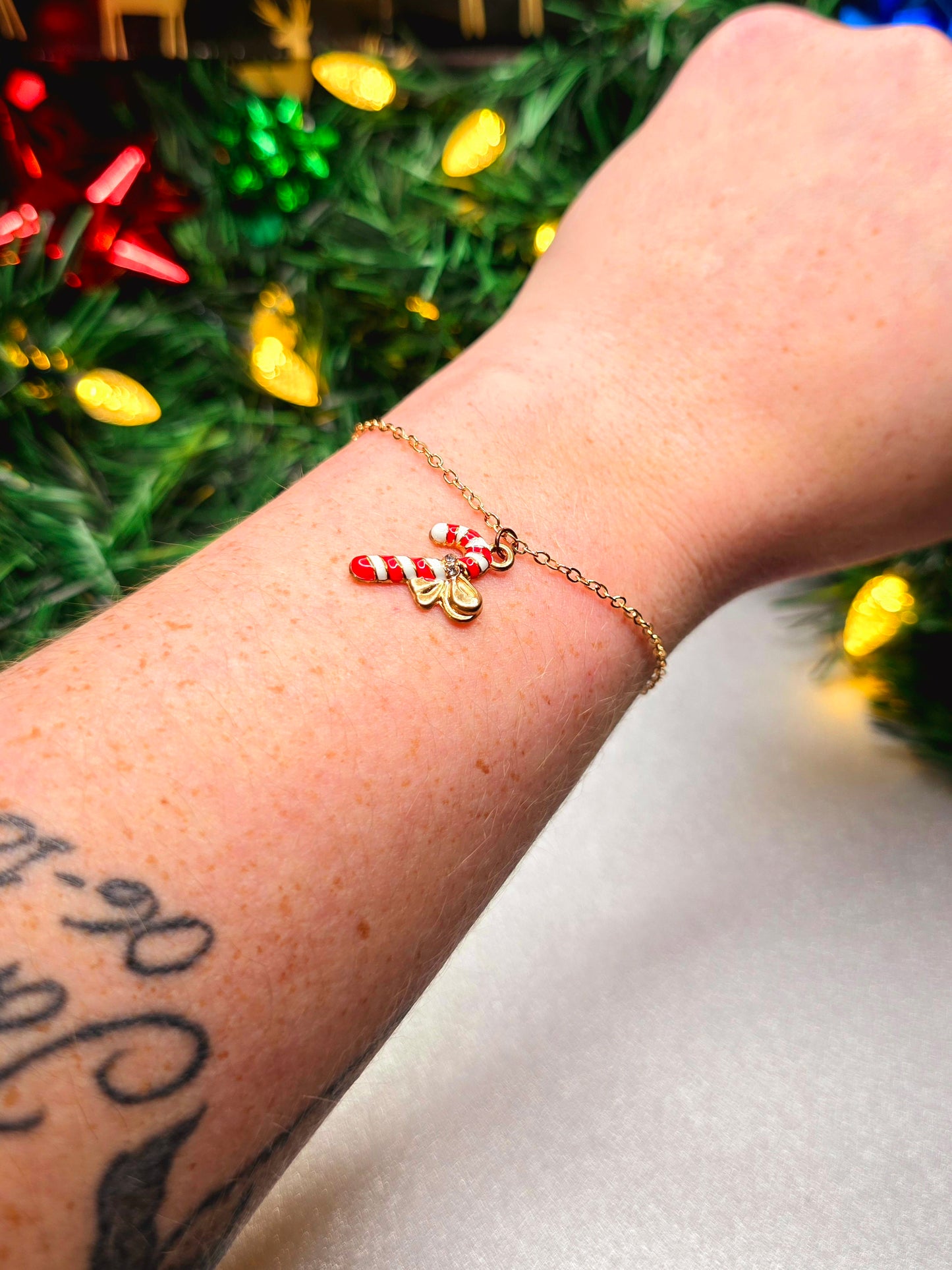 Candy Cane Christmas Bracelet