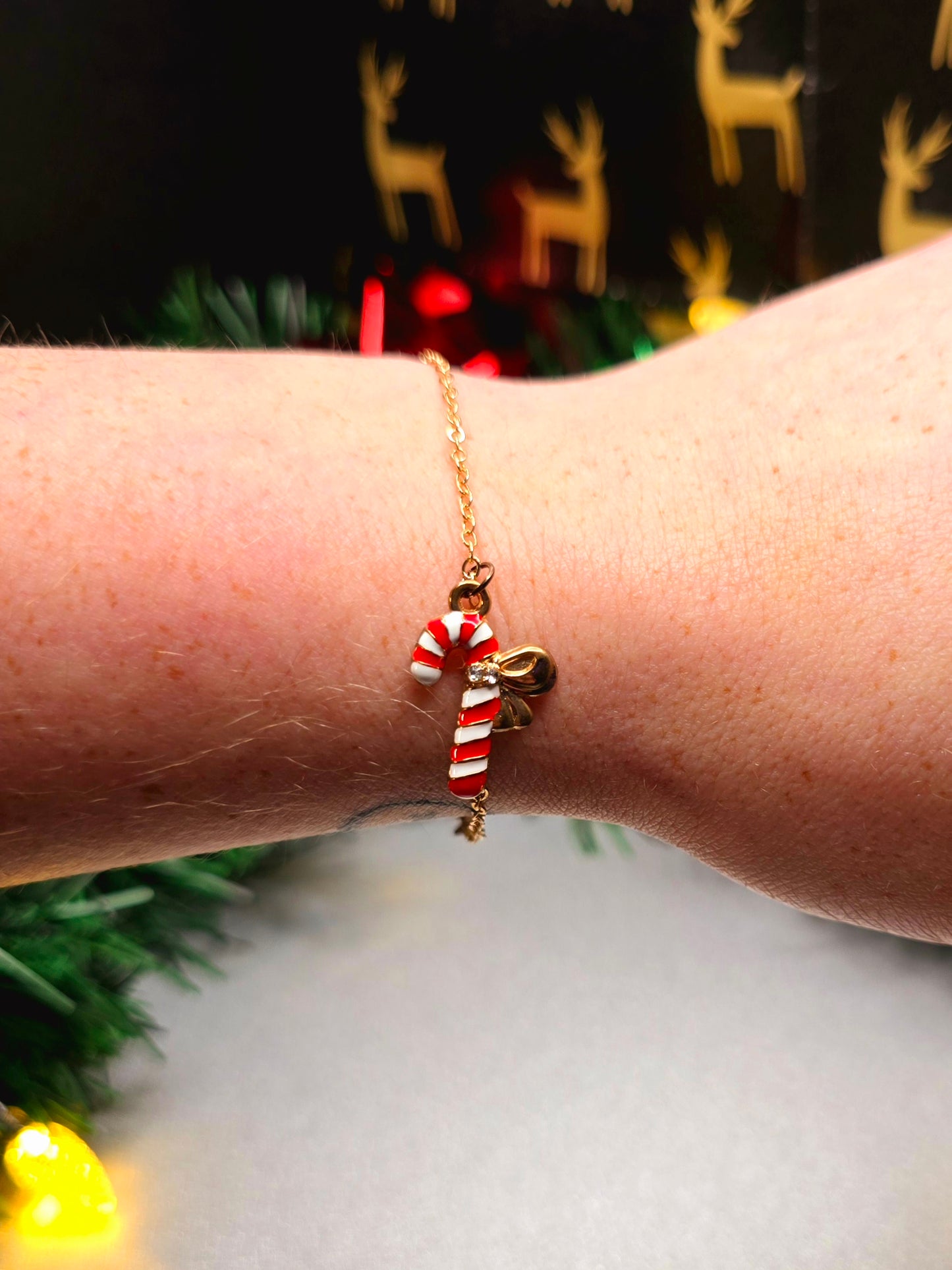 Candy Cane Christmas Bracelet