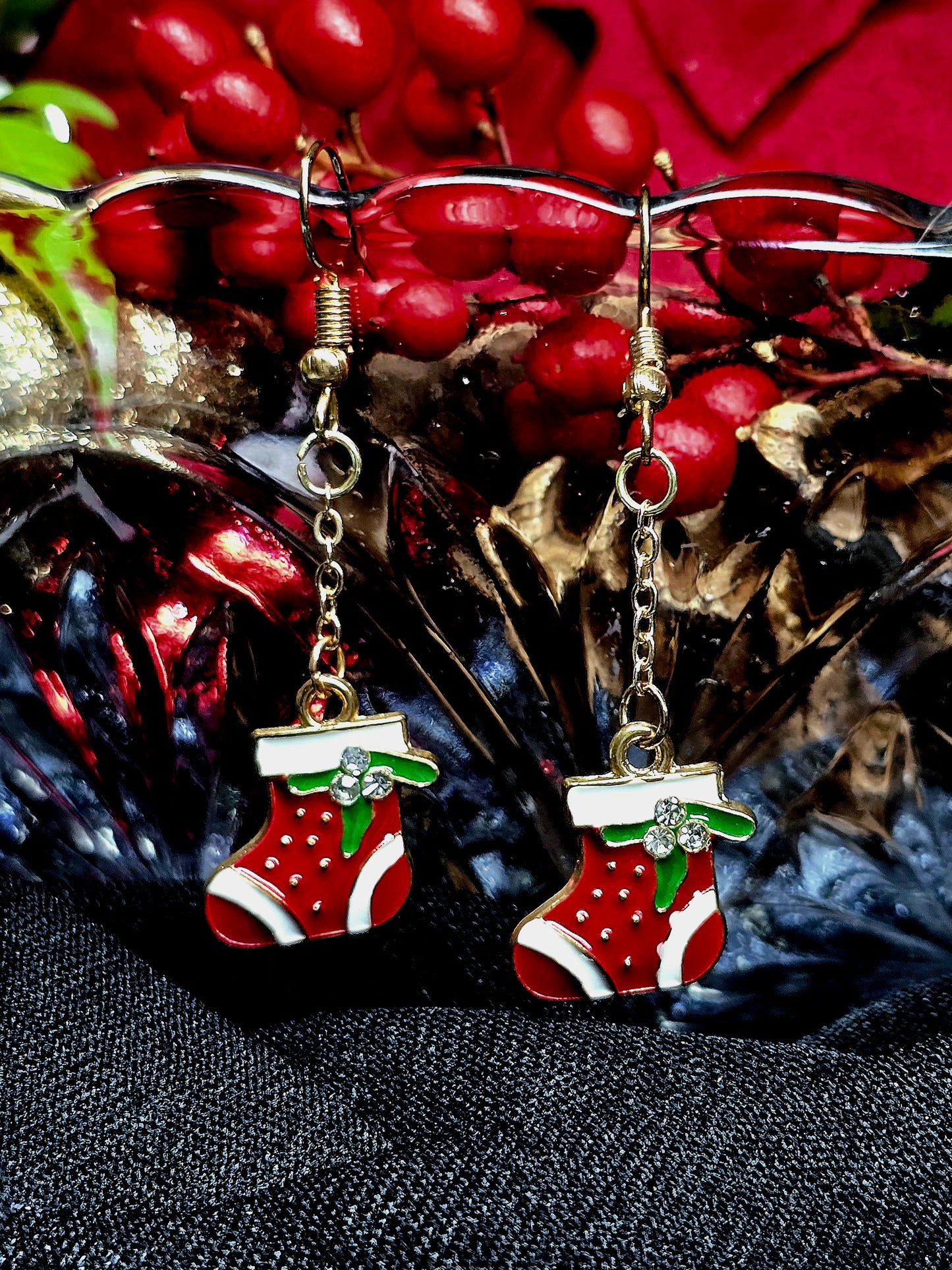White Stocking Dangle Earrings
