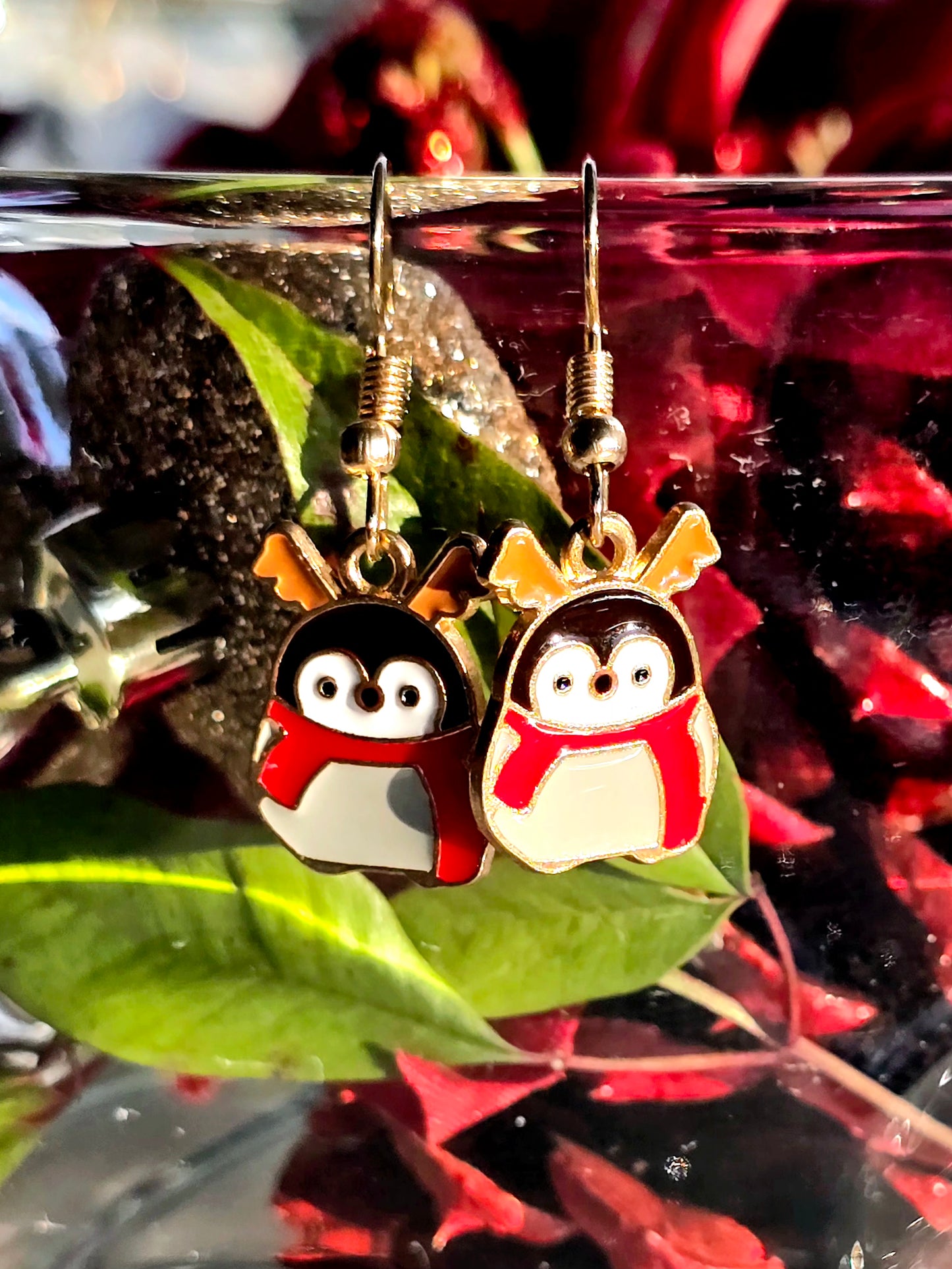 Penguin Christmas Dangle Earrings