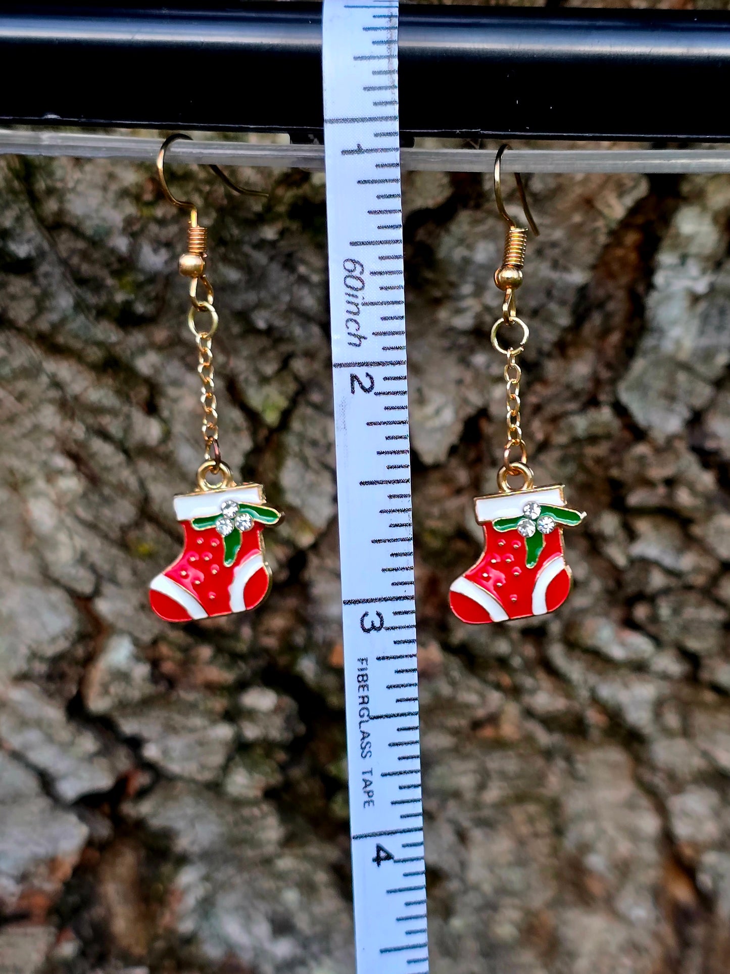 White Stocking Dangle Earrings