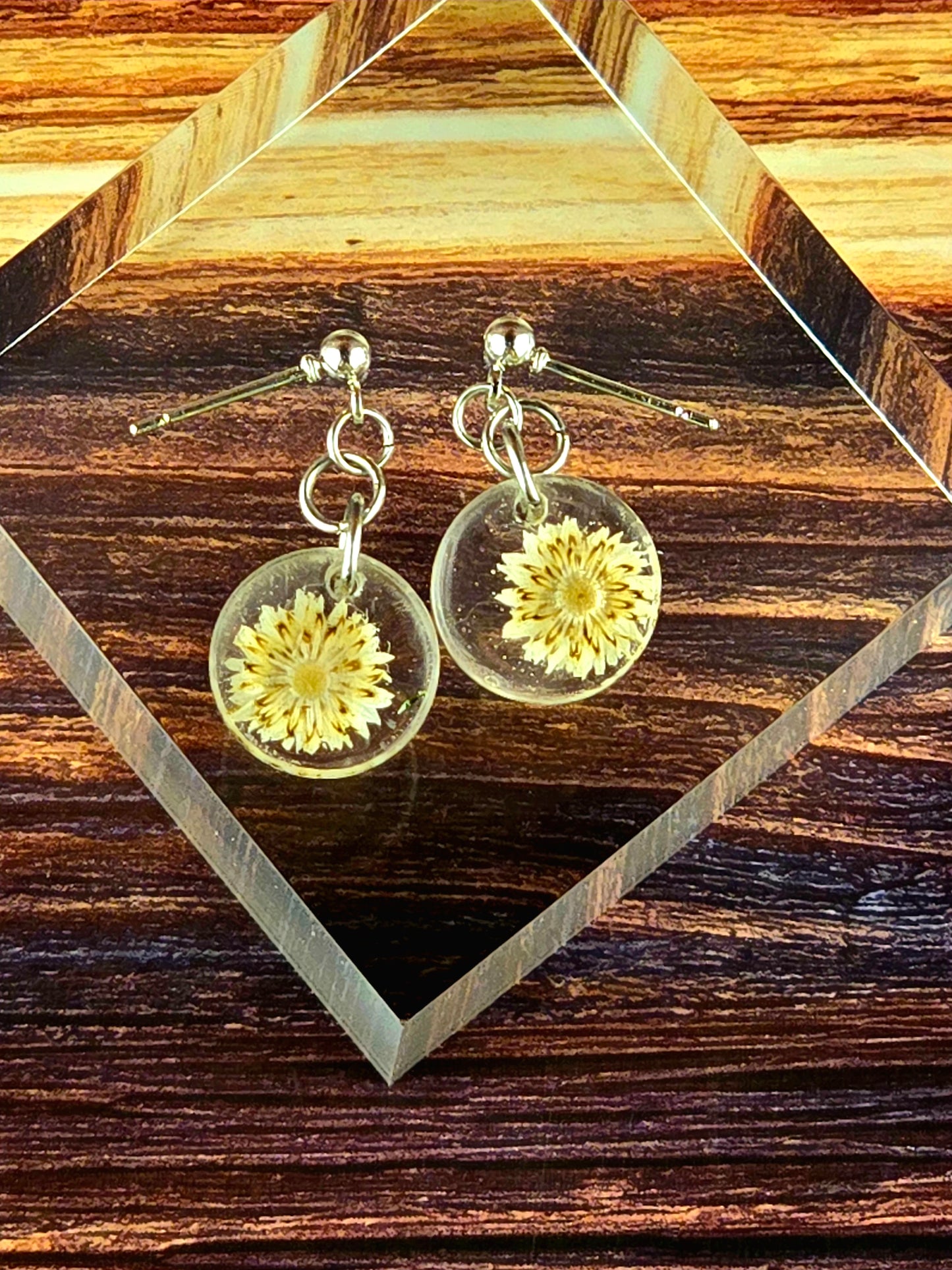 Resin Flower Ball Post Earring