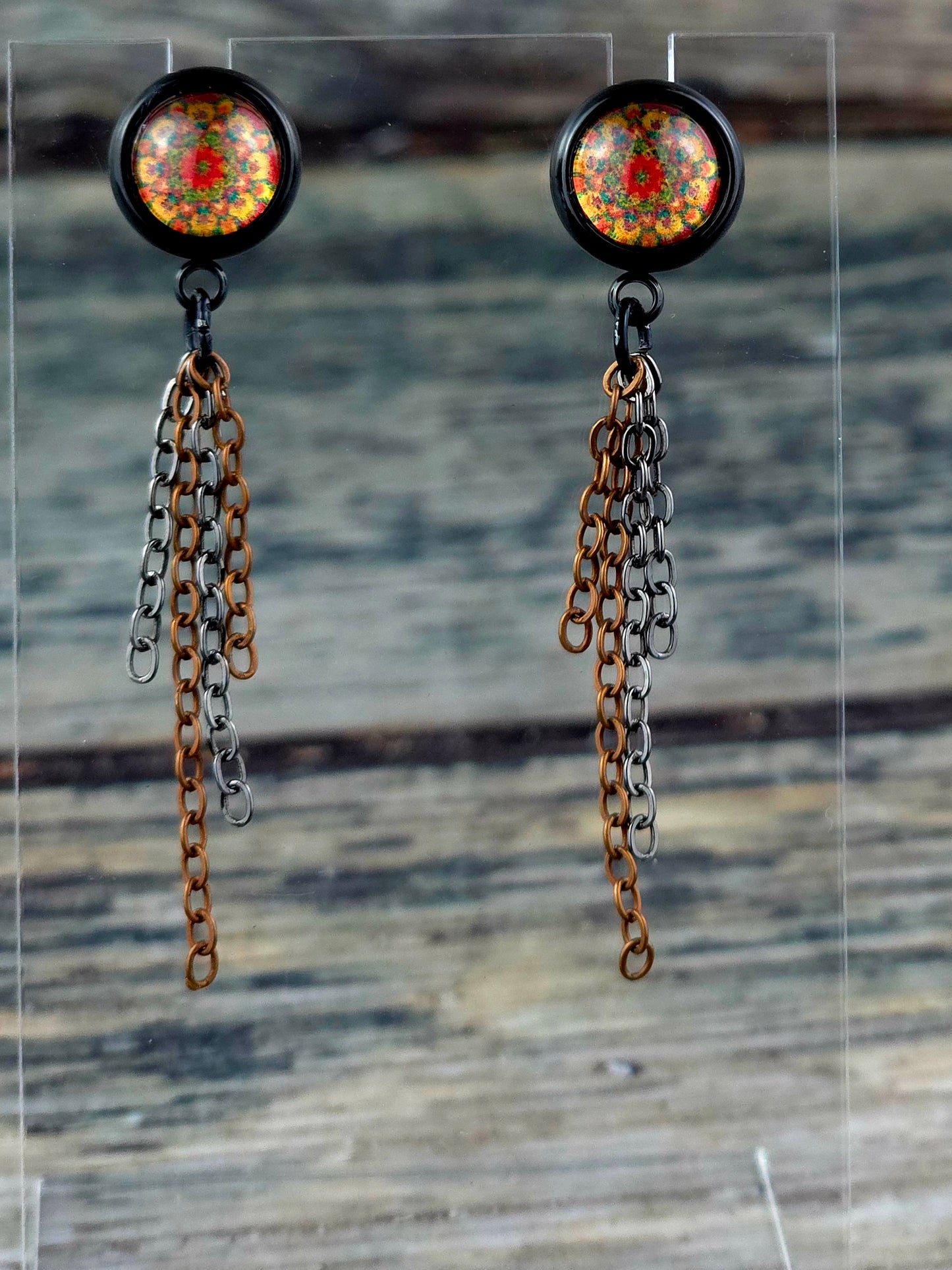 Orange Bezel Post Stud Earrings