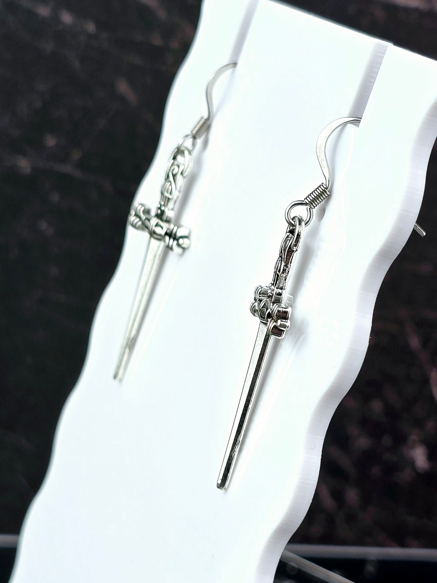Silver Fishhook Dangly Daggers