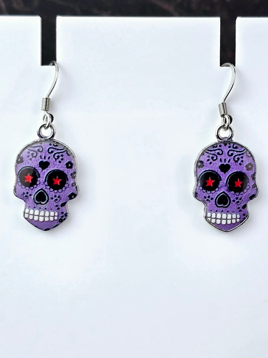 SugarSkull Dangle Fishhook Earrings