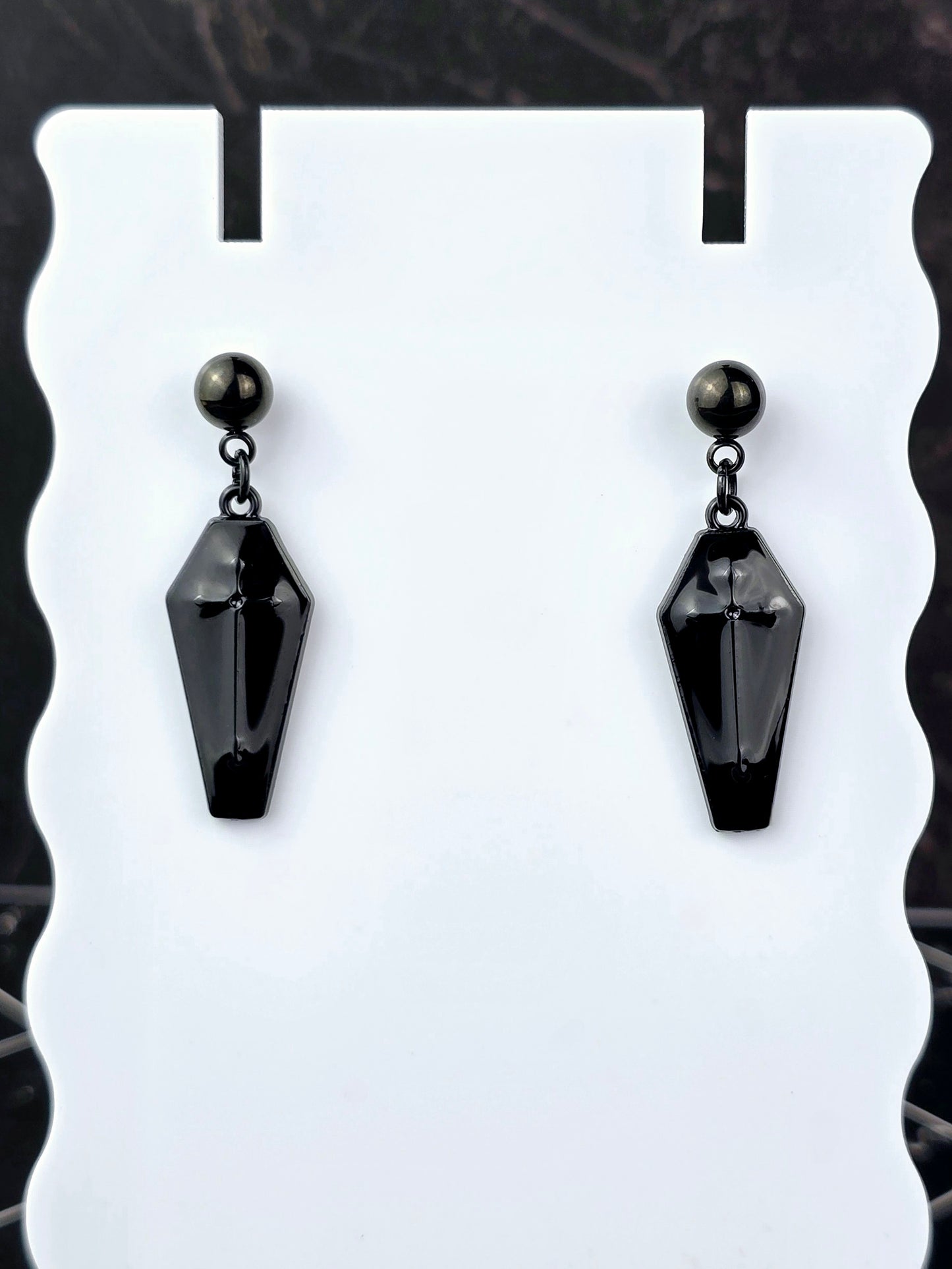 Coffin Dangle Ball Post Earrings