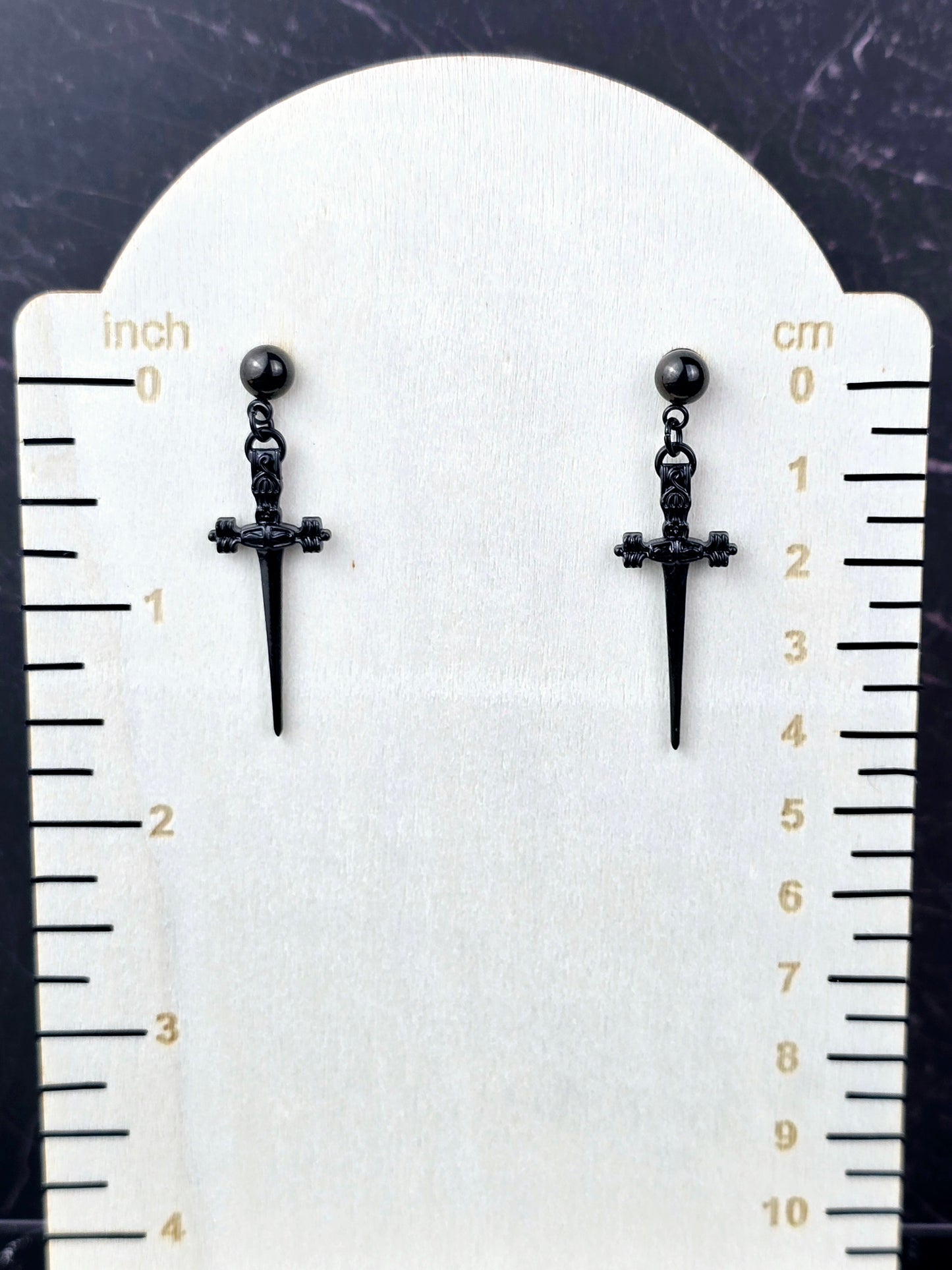 Dagger Dangle Ball Post Earrings