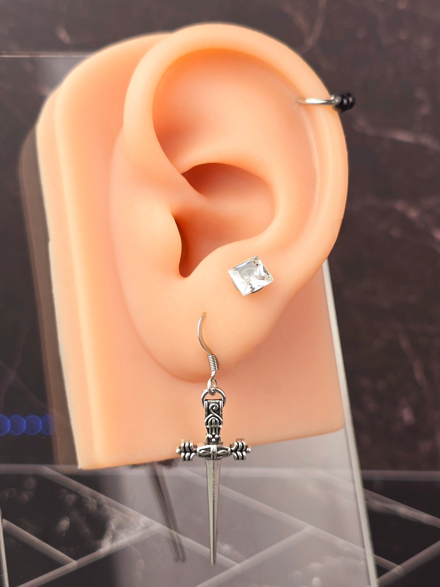 Silver Fishhook Dangly Daggers
