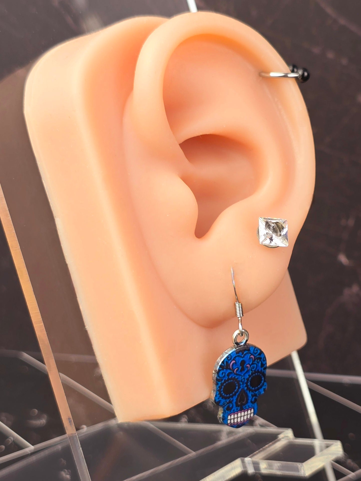 SugarSkull Dangle Fishhook Earrings