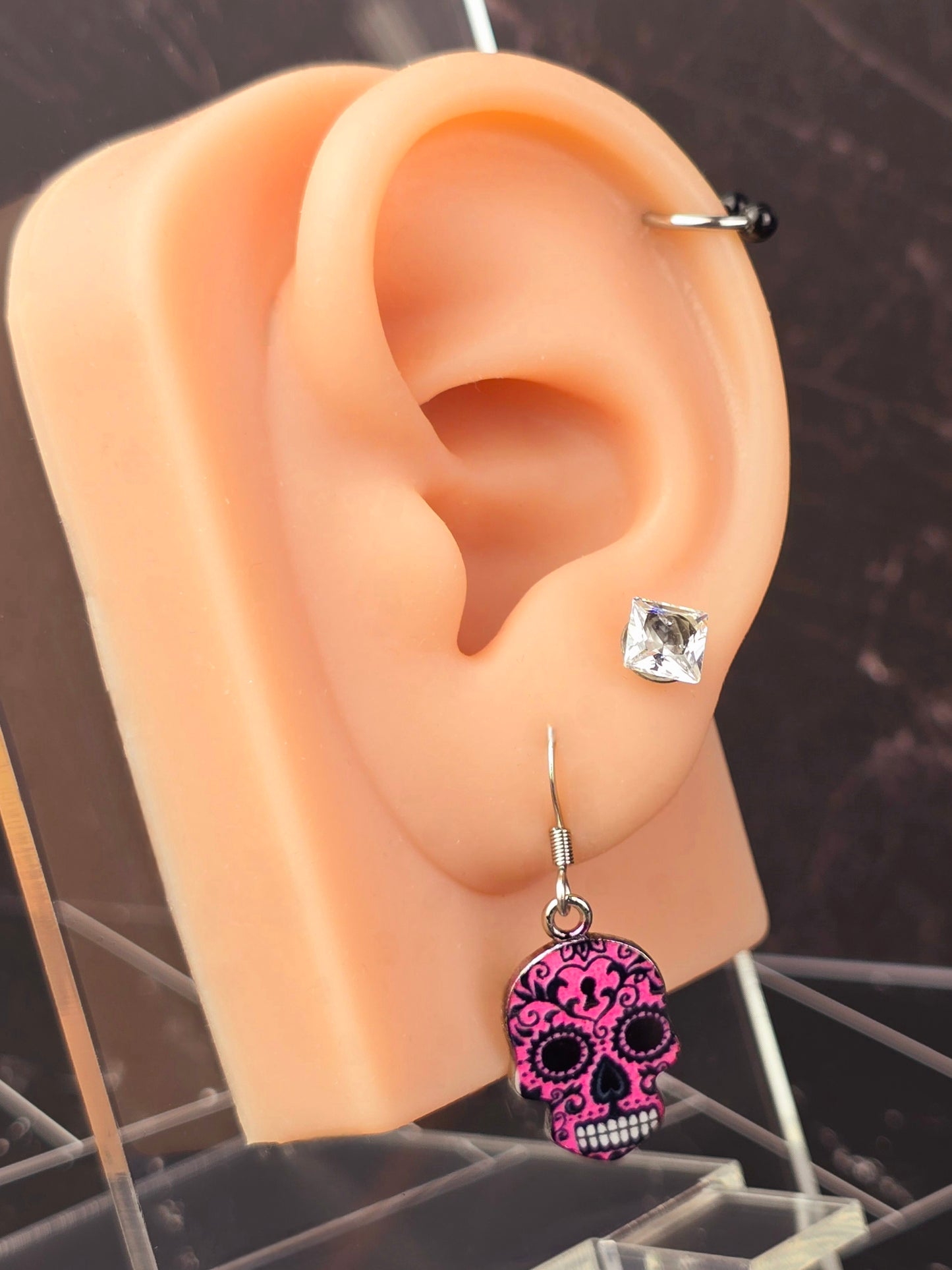 SugarSkull Dangle Fishhook Earrings