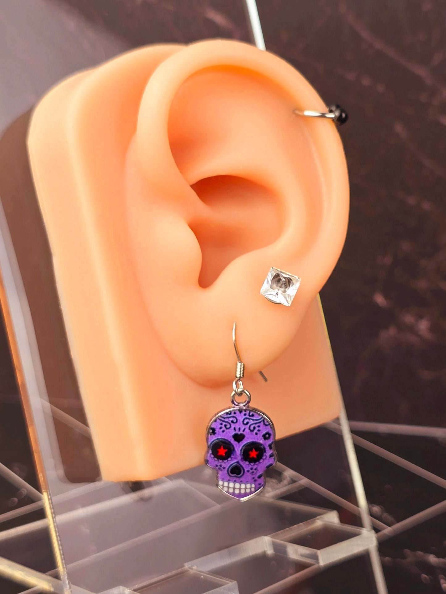 SugarSkull Dangle Fishhook Earrings