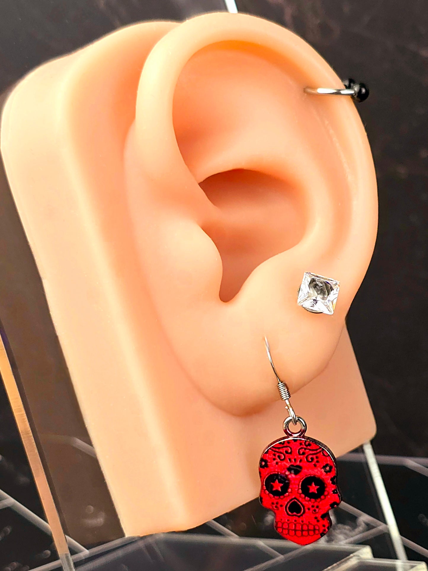 SugarSkull Dangle Fishhook Earrings