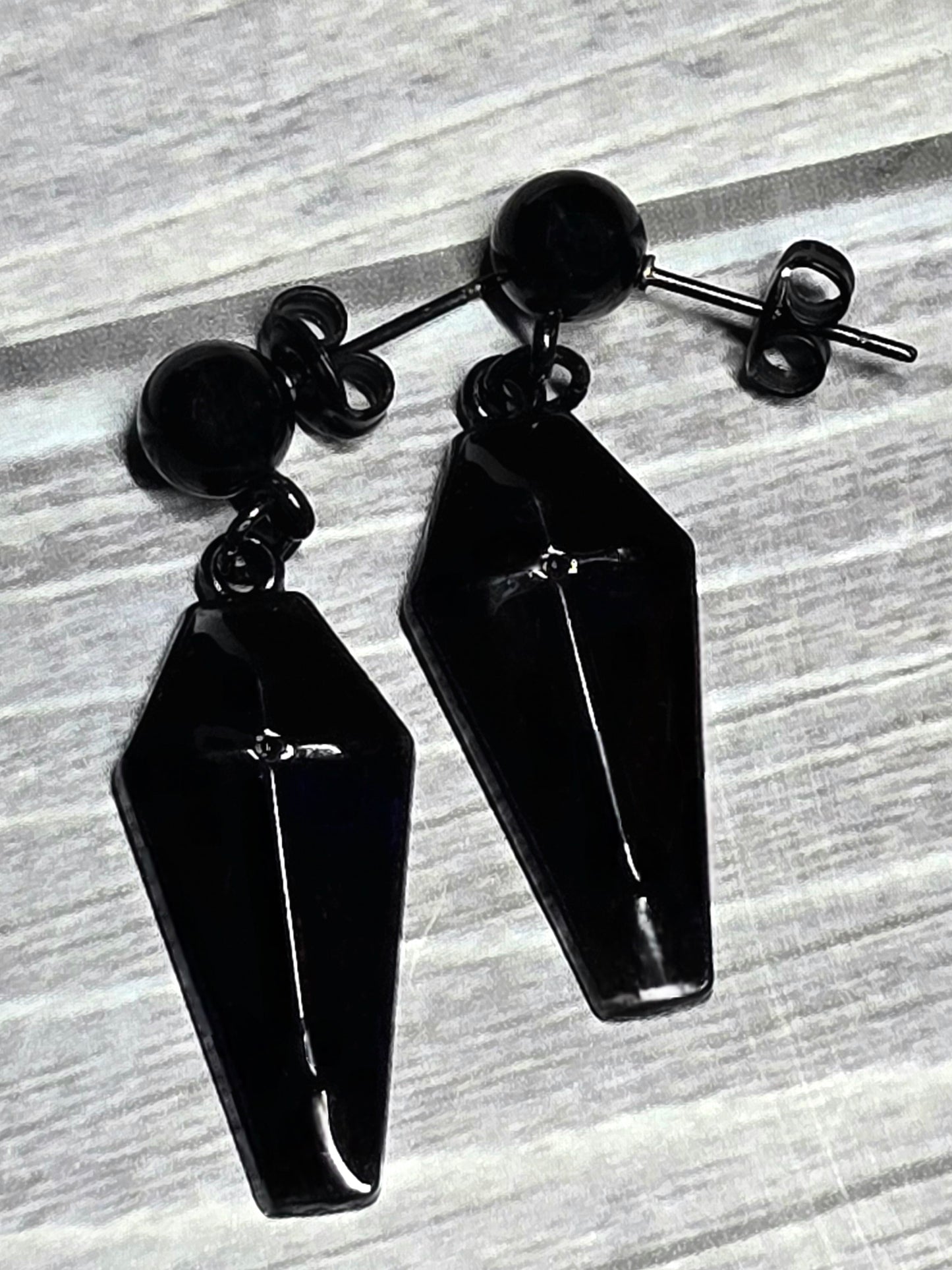 Coffin Dangle Ball Post Earrings