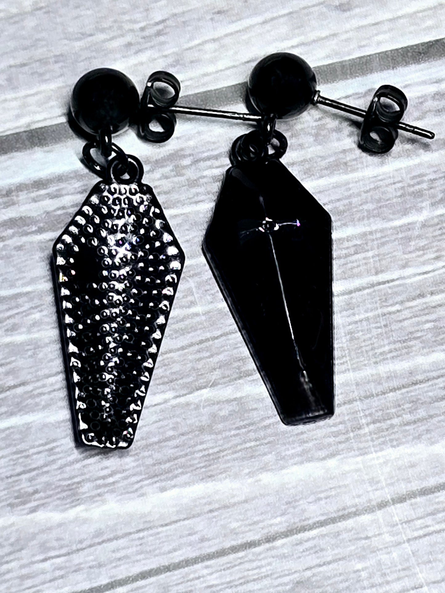 Coffin Dangle Ball Post Earrings