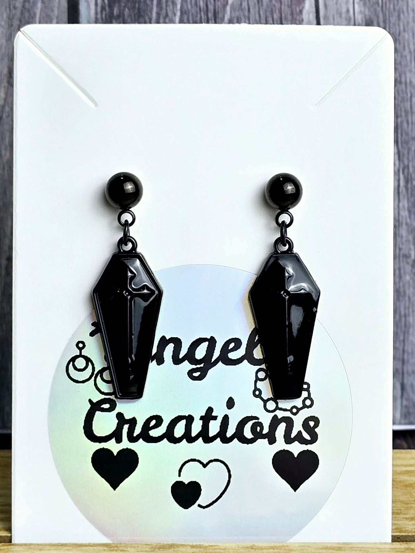 Coffin Dangle Ball Post Earrings