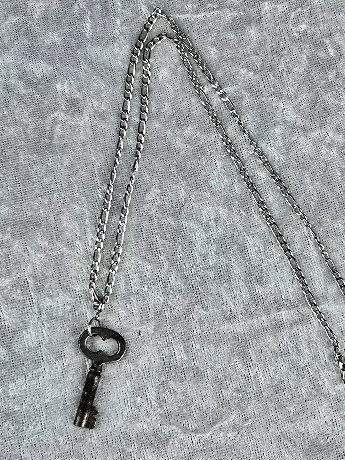 Vintage Skeleton Key Necklace on Stainless Steel Chain