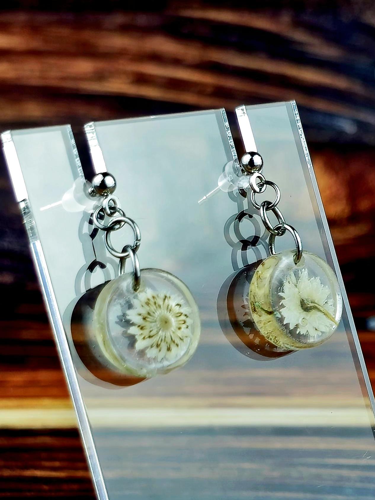 Resin Flower Ball Post Earring