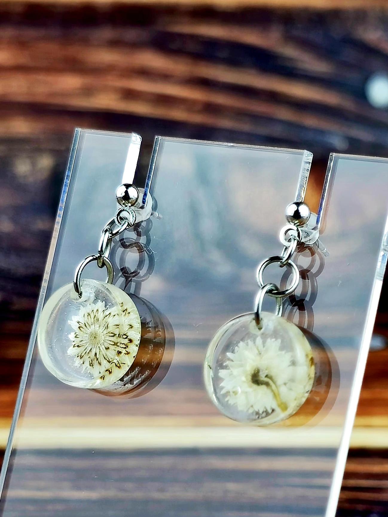 Resin Flower Ball Post Earring