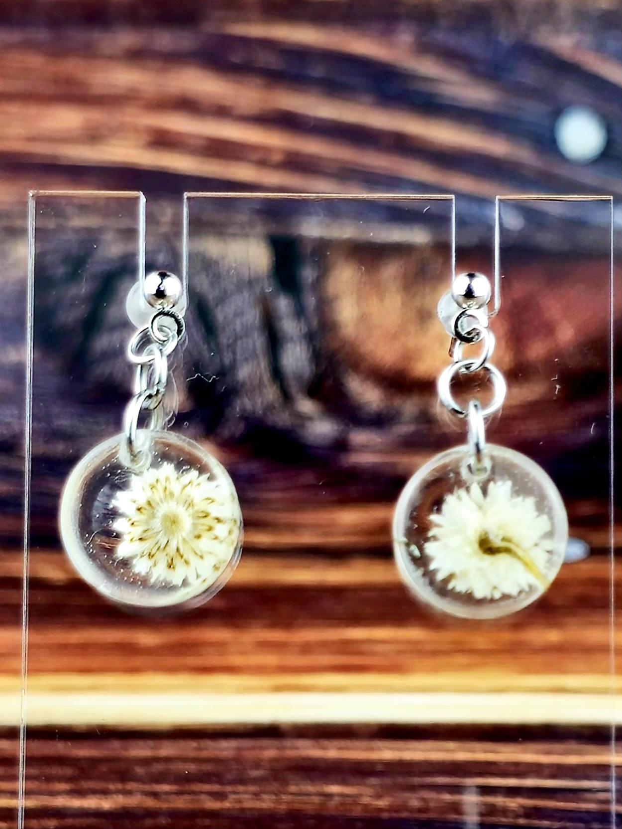 Resin Flower Ball Post Earring