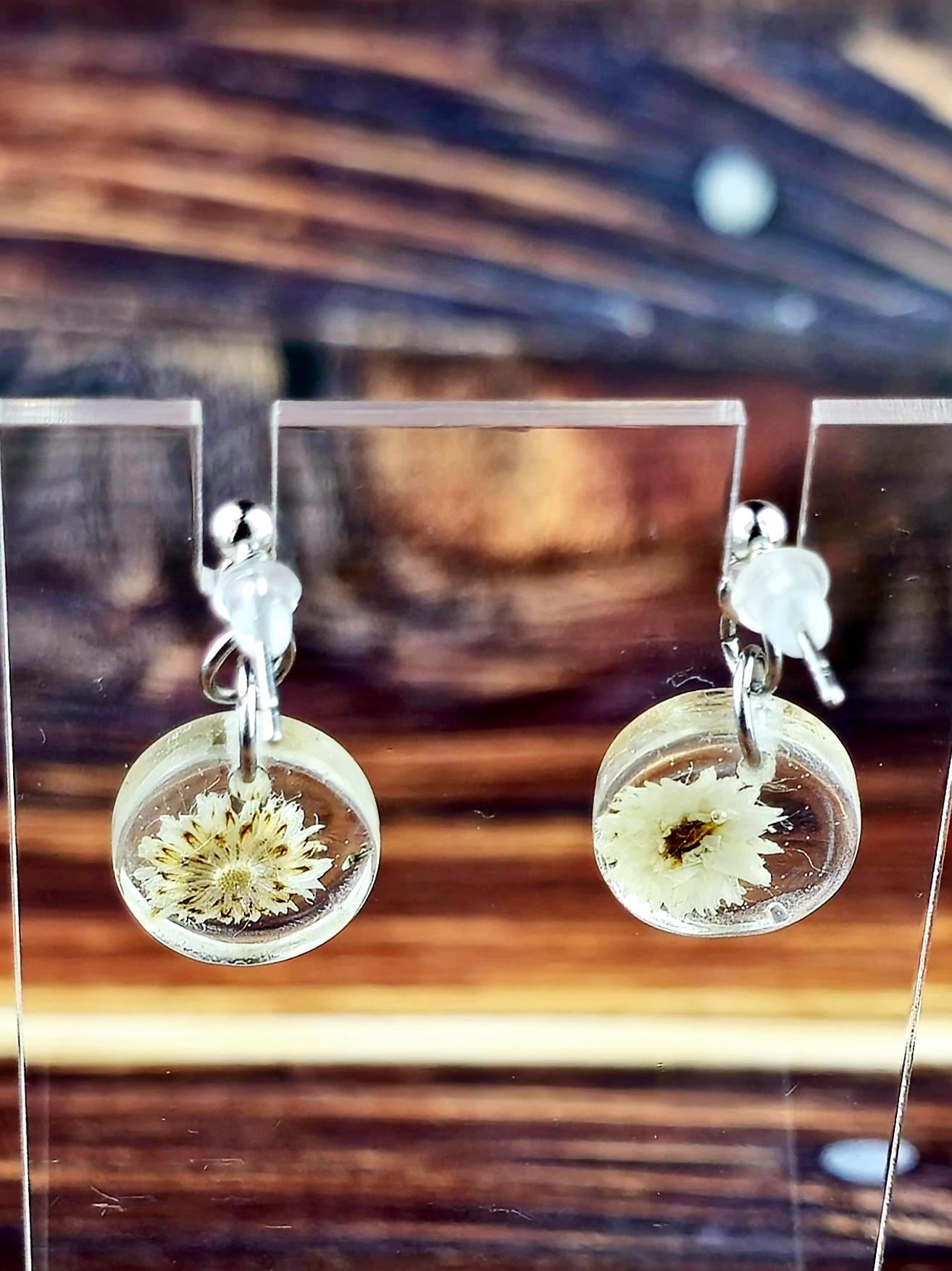 Resin Flower Ball Post Earring