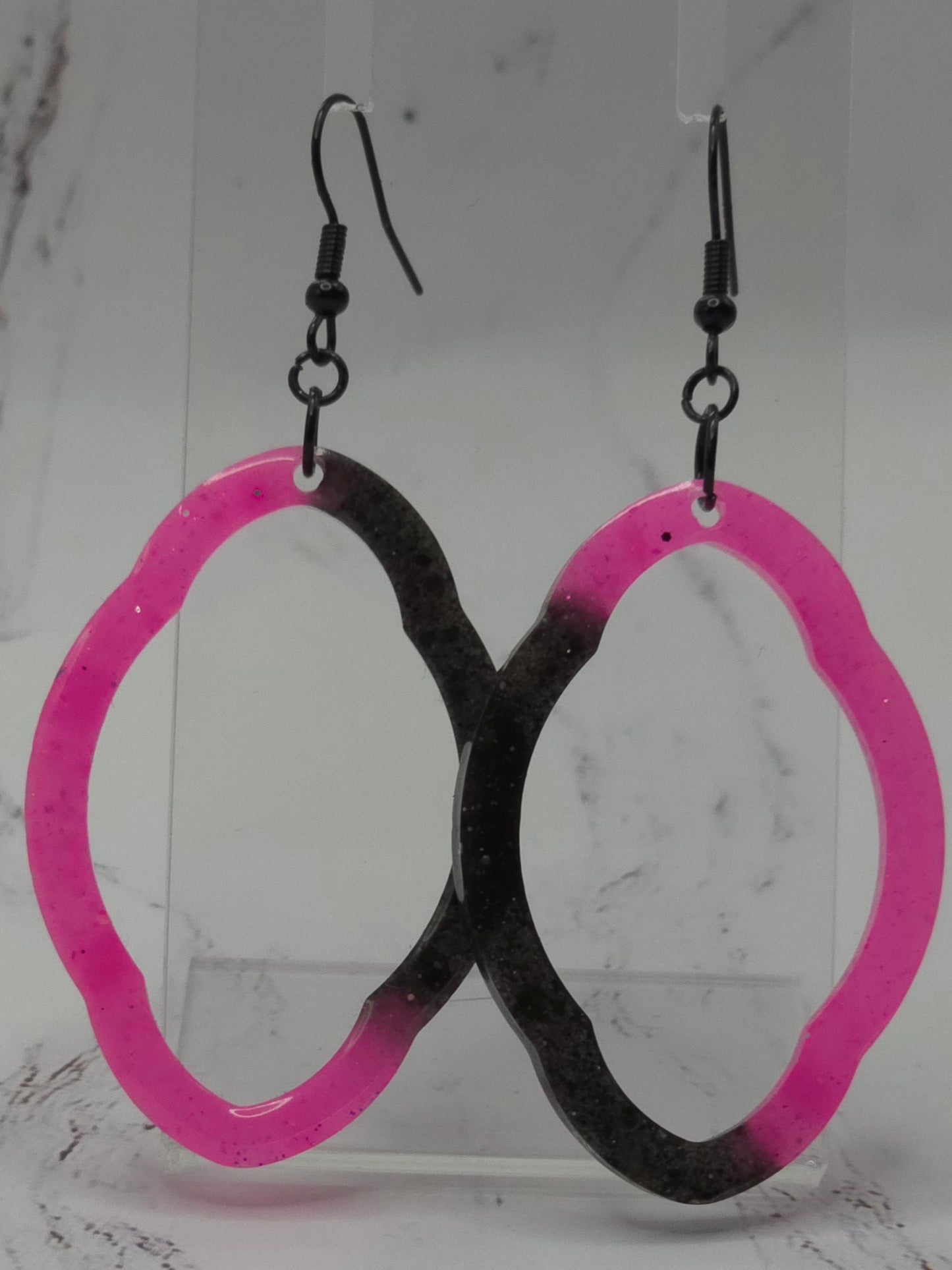 Black & Pink Resin Earrings