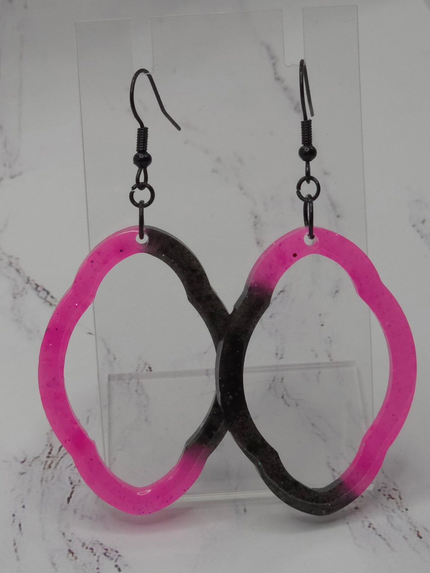 Black & Pink Resin Earrings