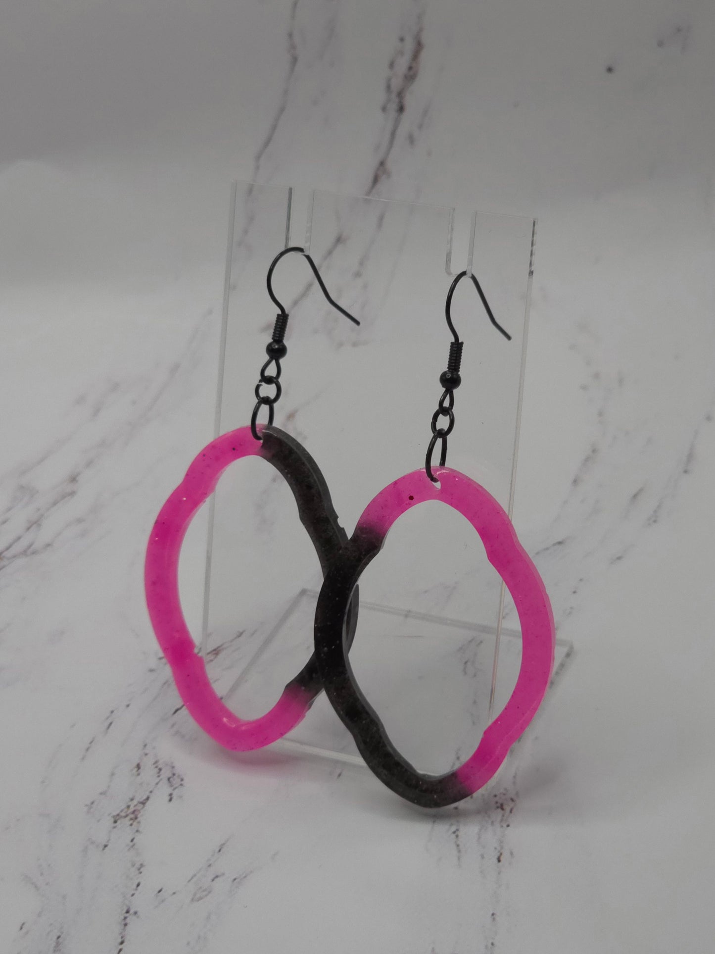 Black & Pink Resin Earrings