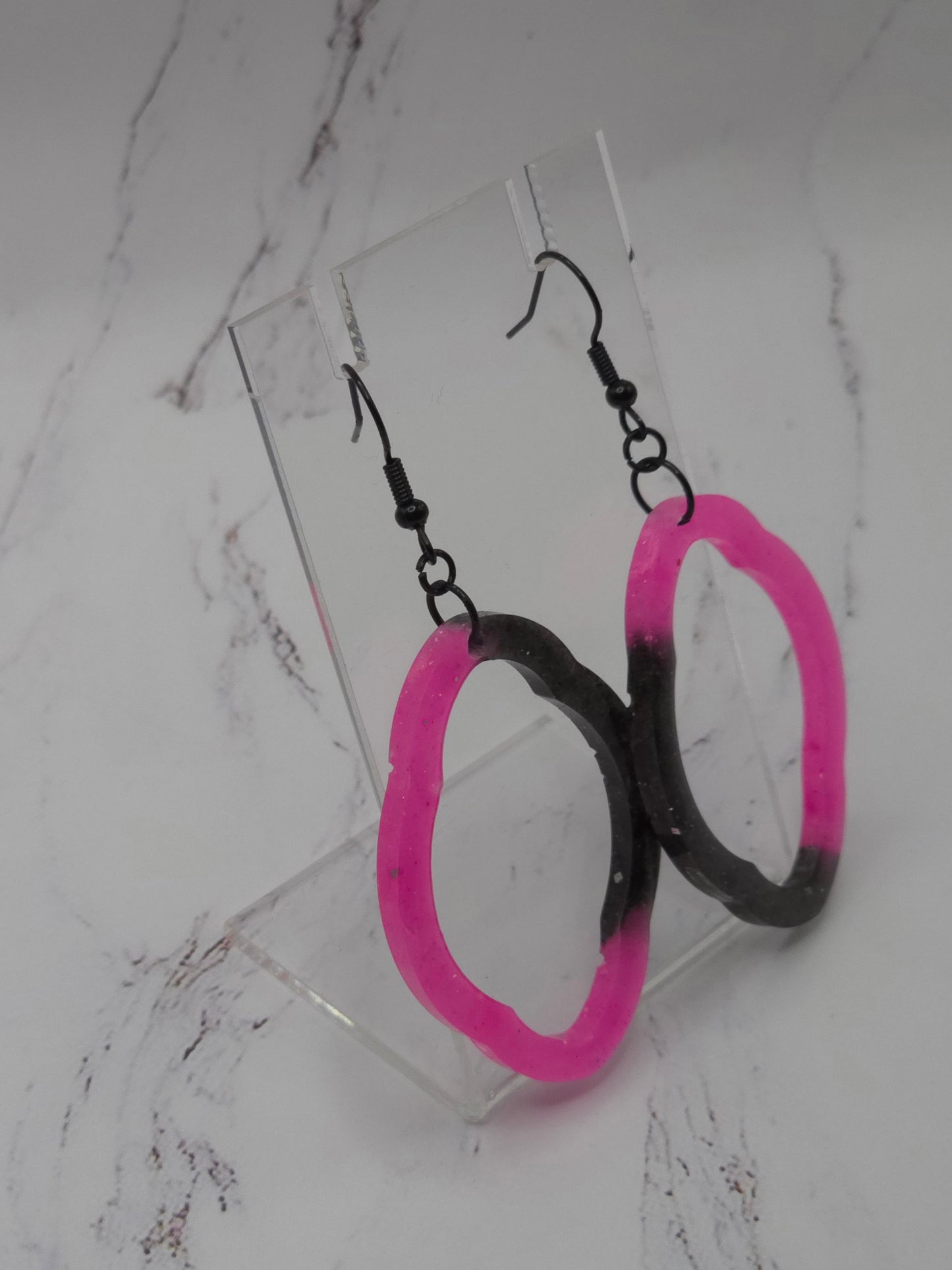 Black & Pink Resin Earrings