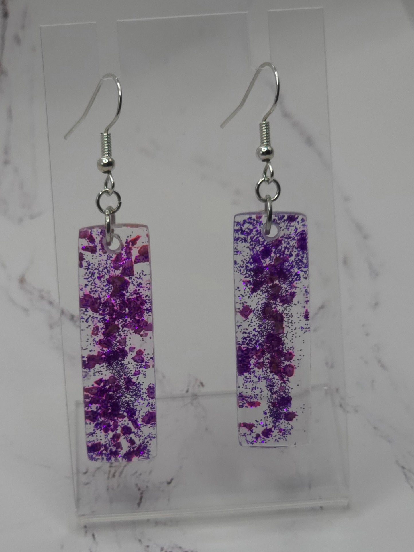 Purple Sparkle Resin Earring