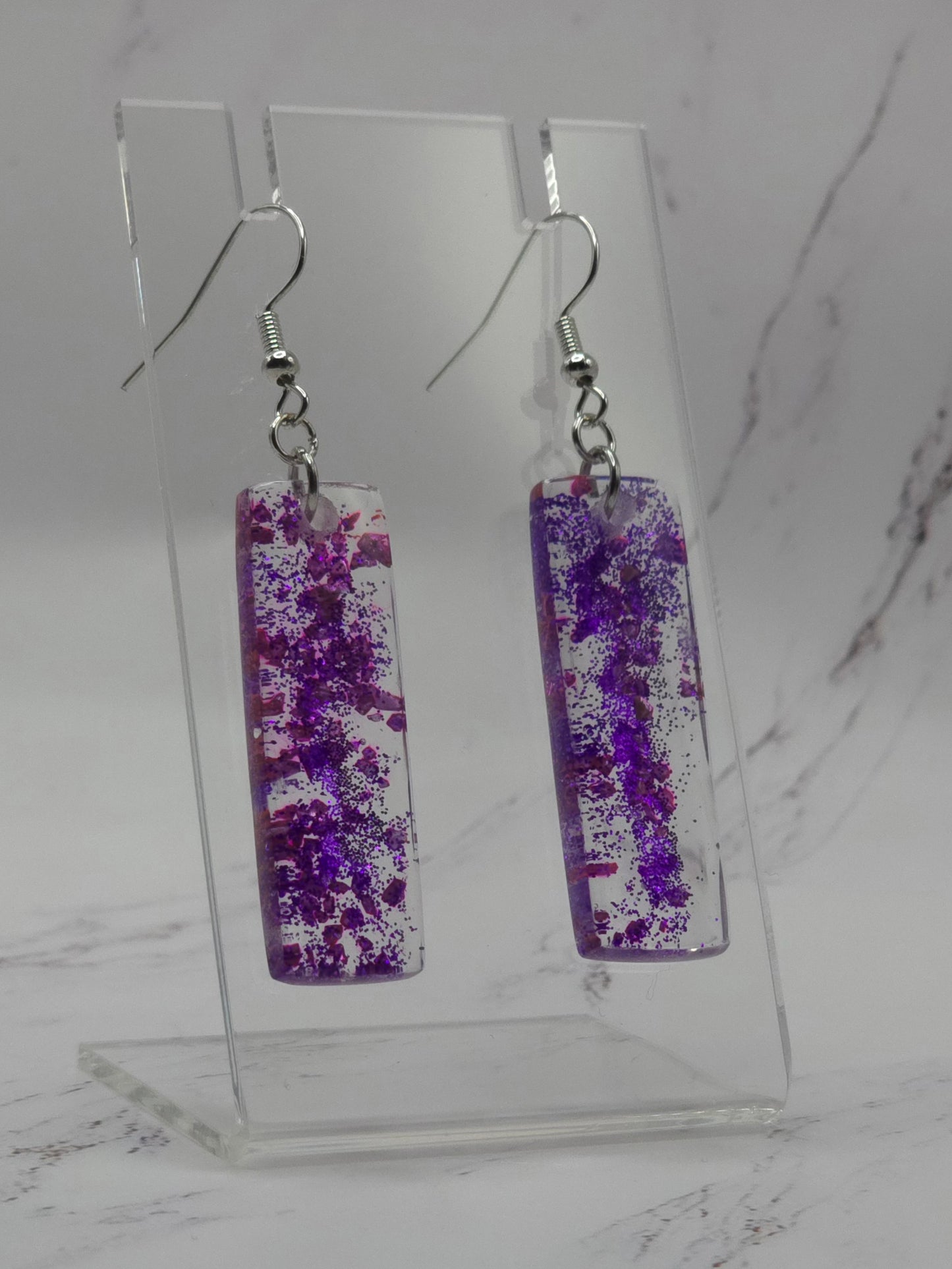 Purple Sparkle Resin Earring