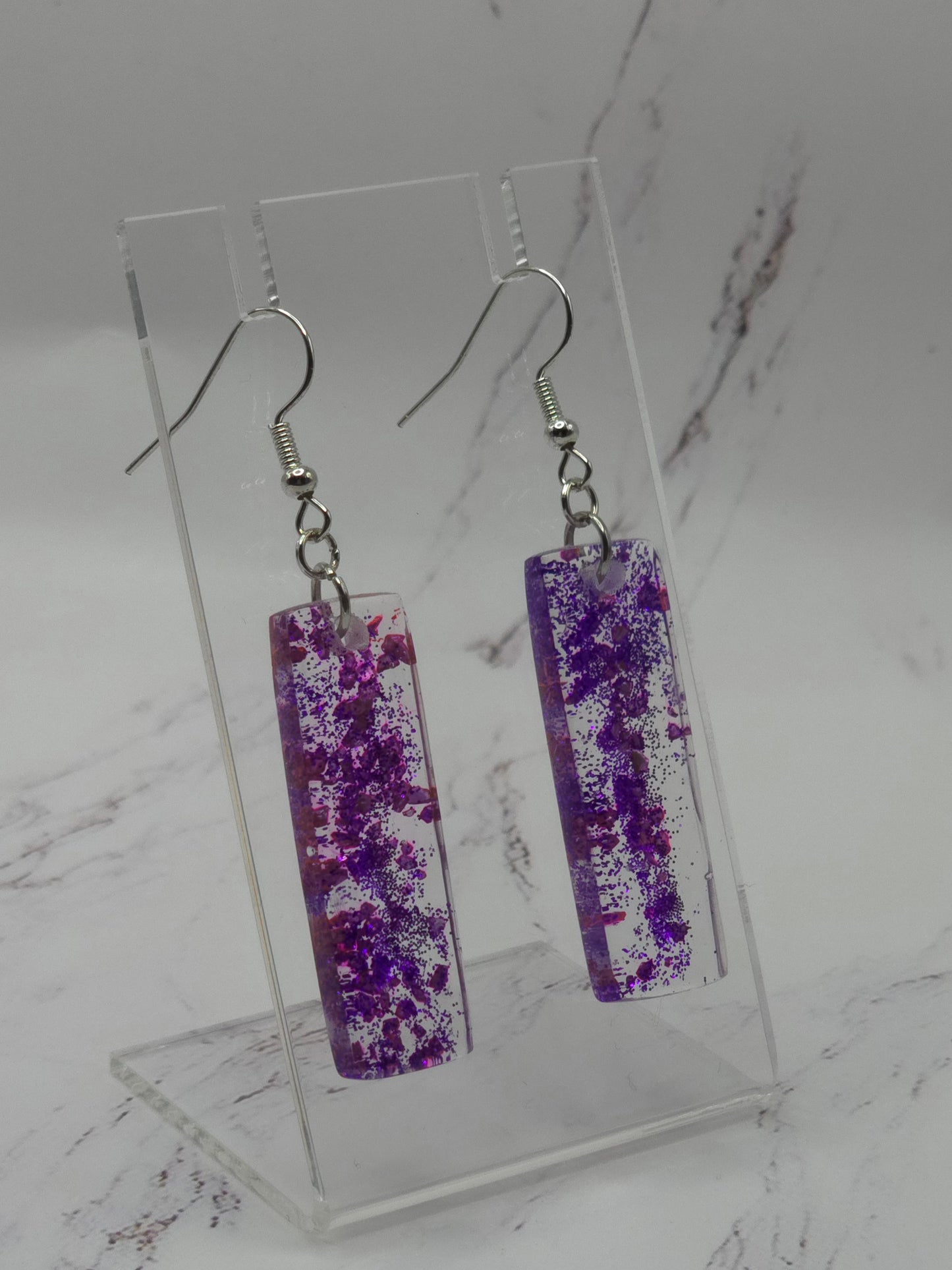 Purple Sparkle Resin Earring