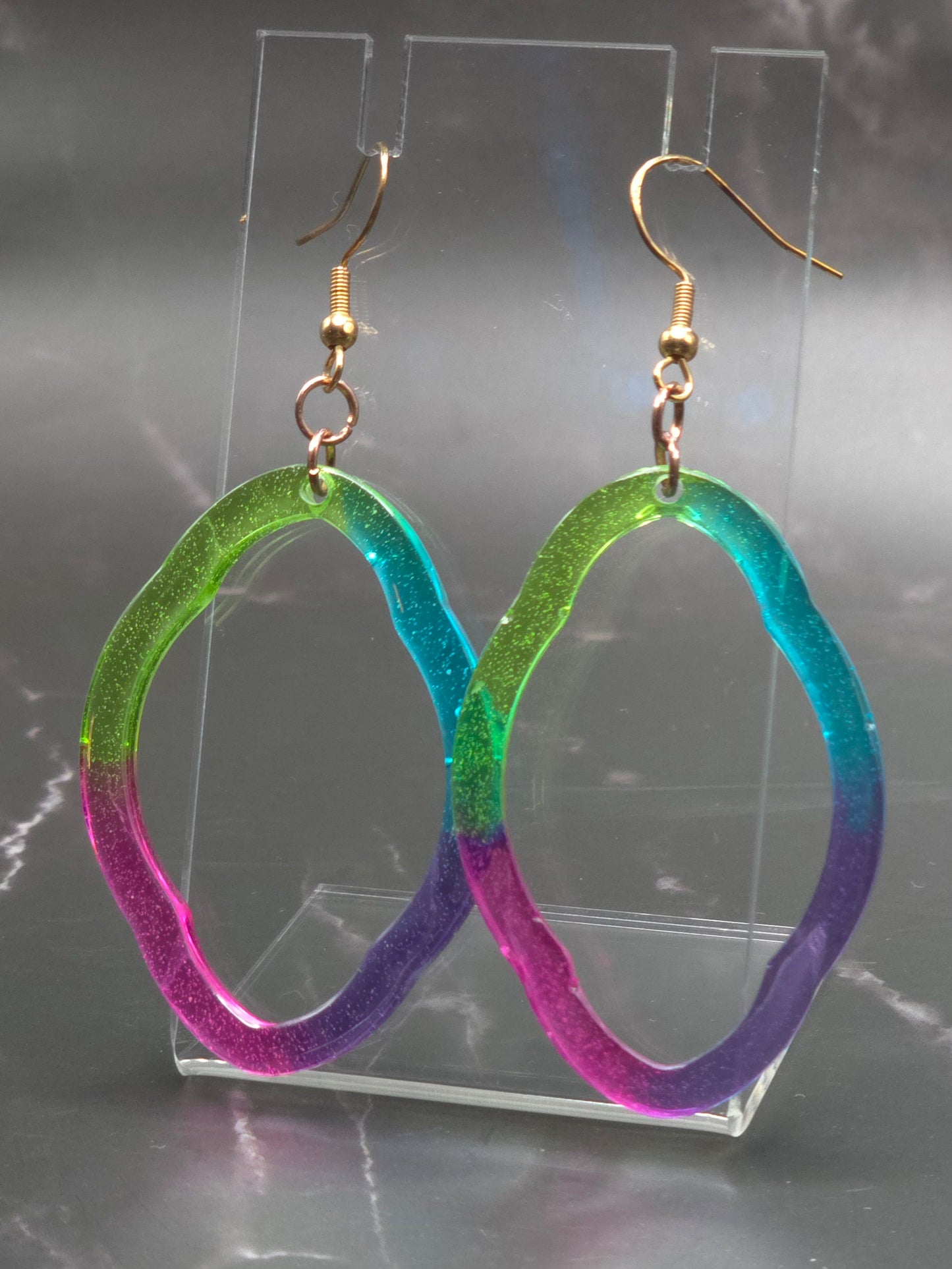 Rainbow Hoop Resin Earrings