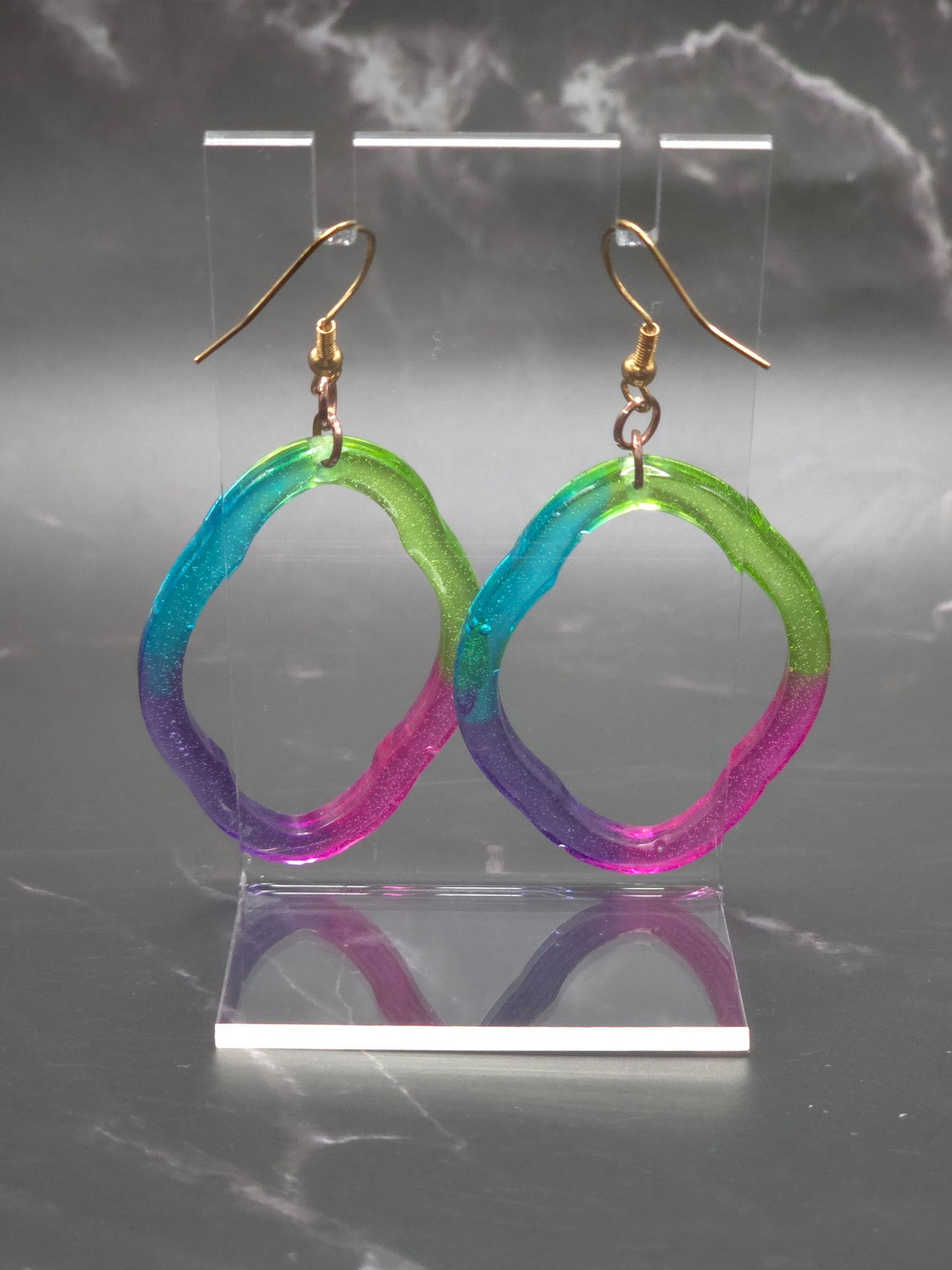 Rainbow Hoop Resin Earrings