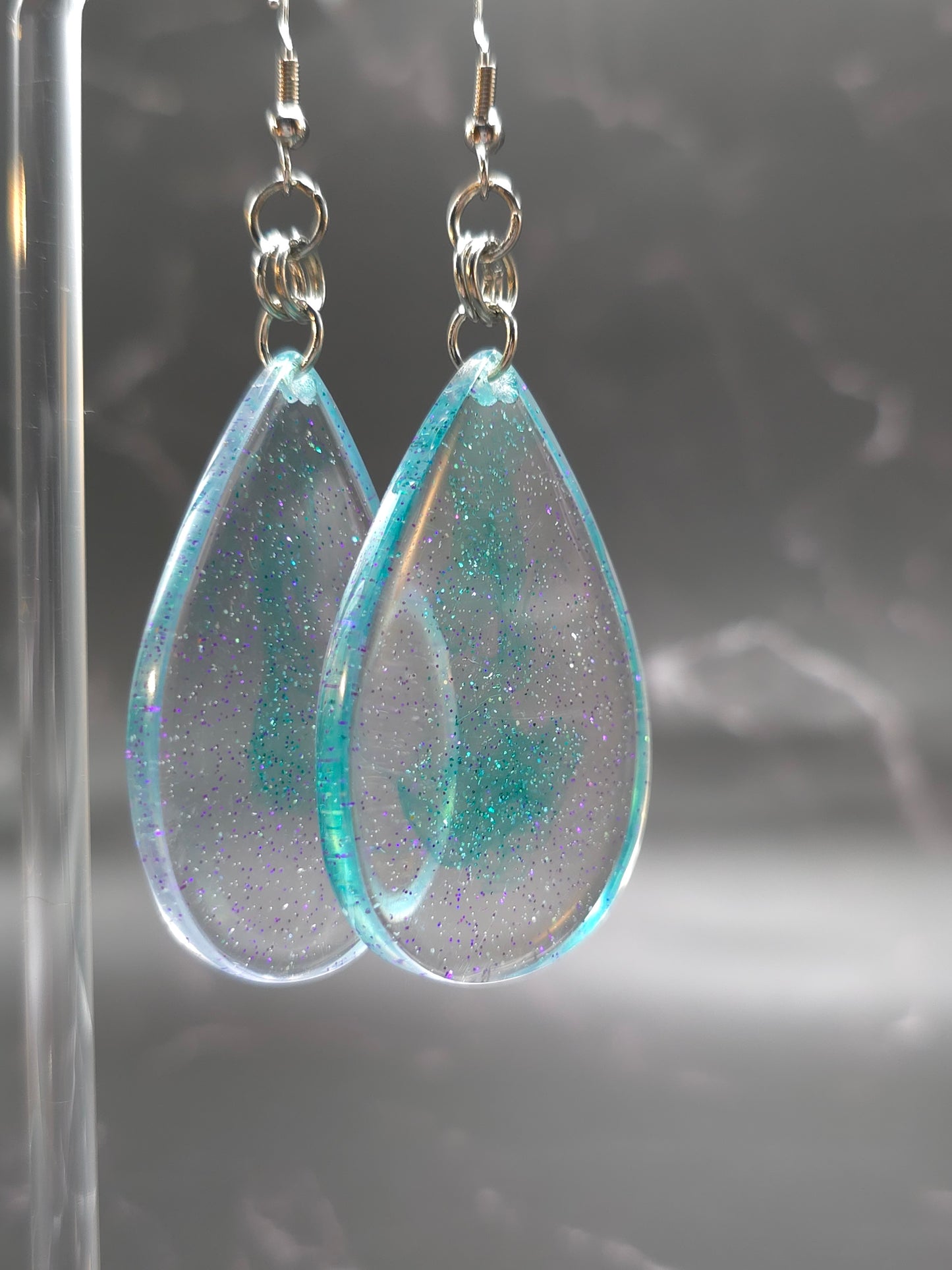 Smoky Green Resin Earrings