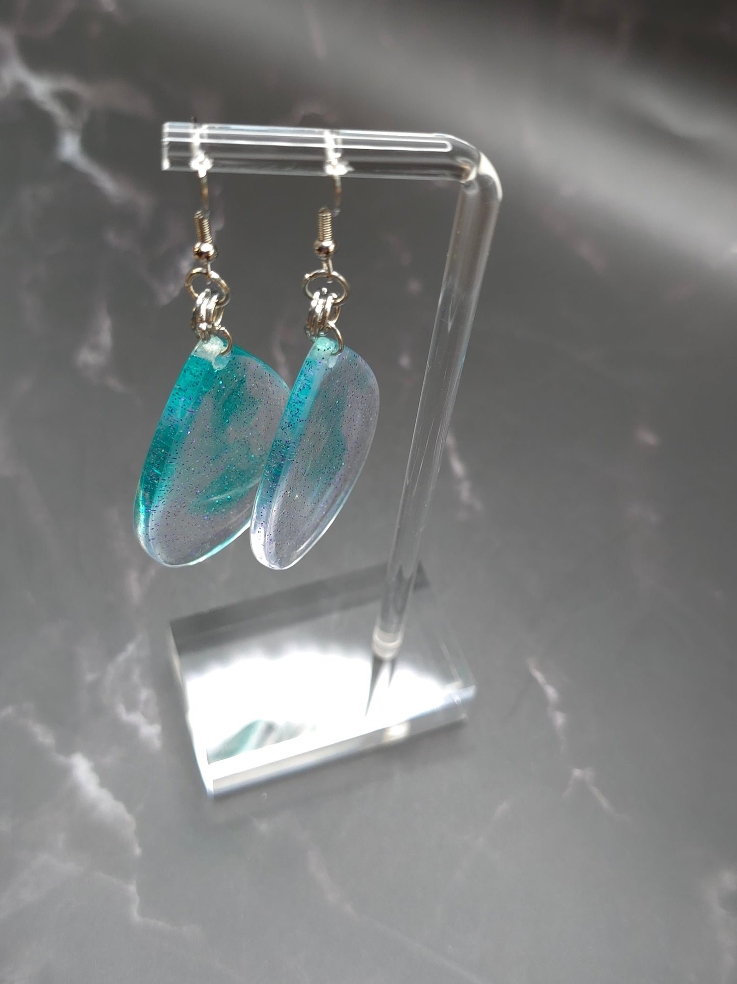 Smoky Green Resin Earrings