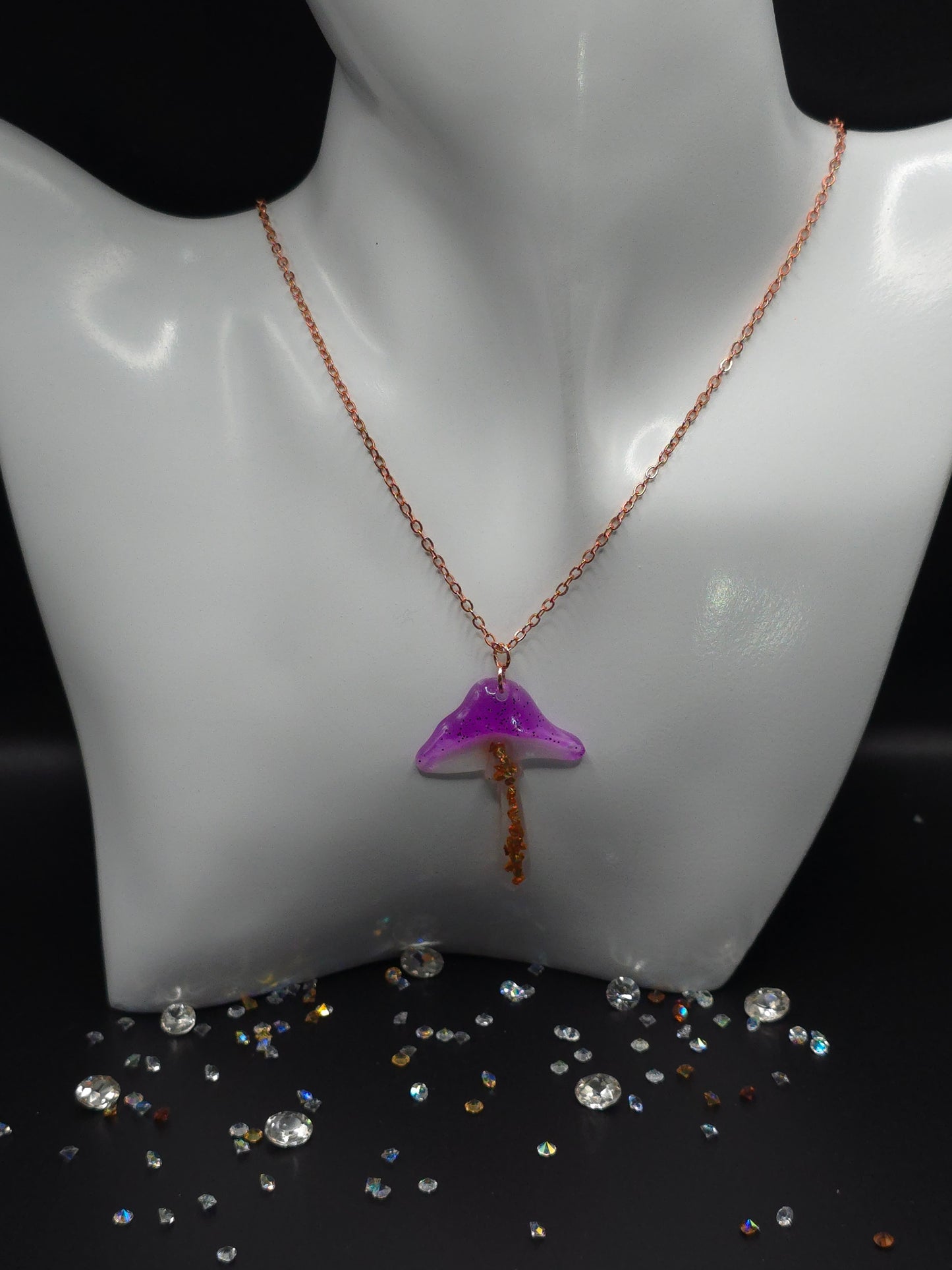 Purple Cap Resin Necklace