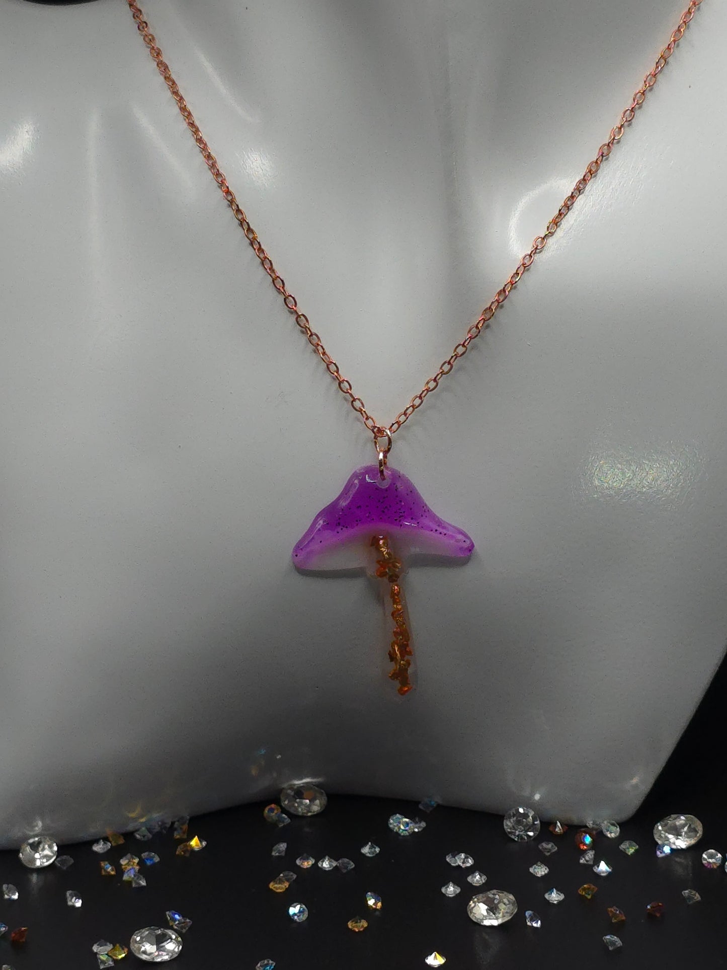 Purple Cap Resin Necklace