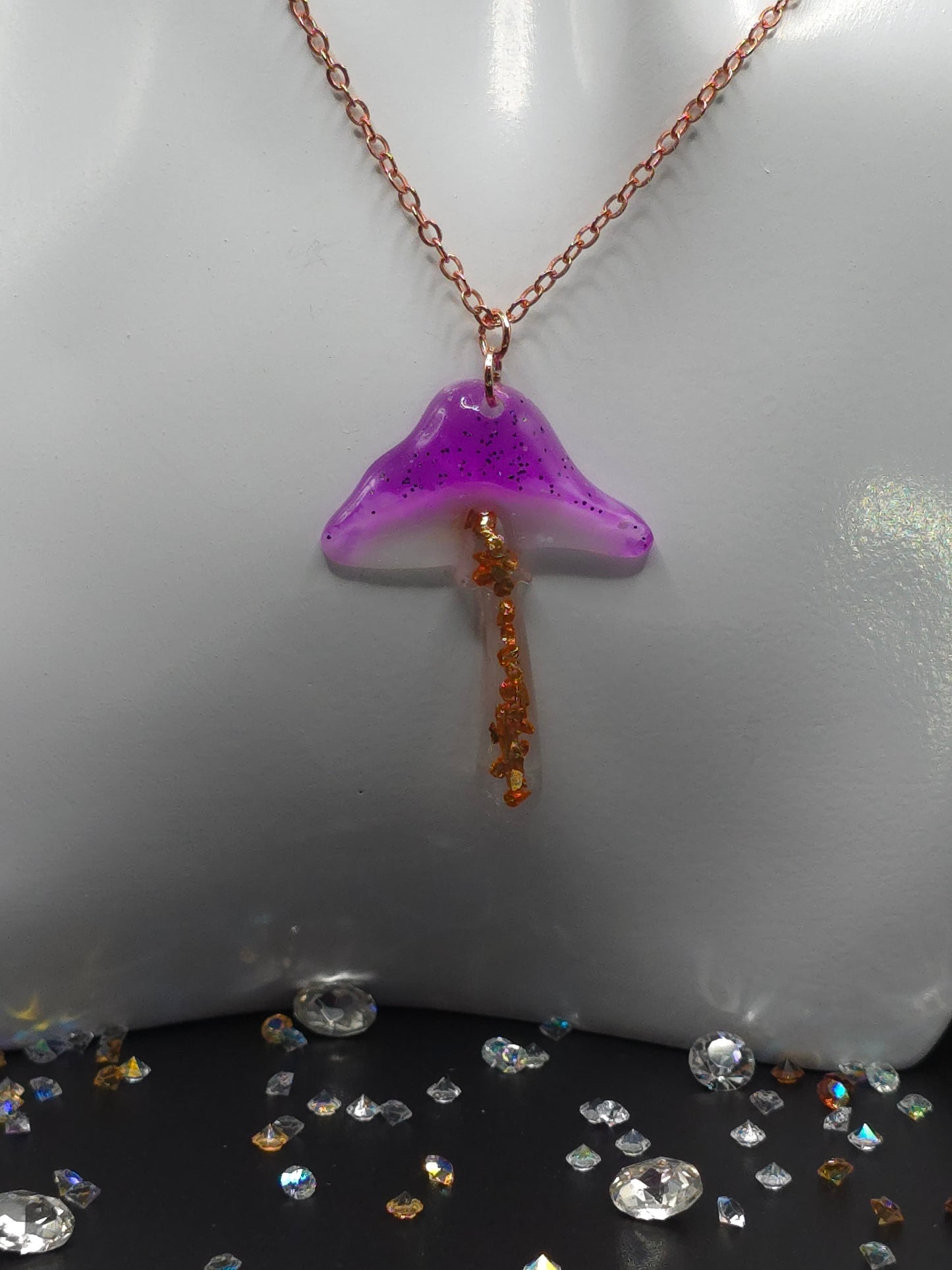 Purple Cap Resin Necklace