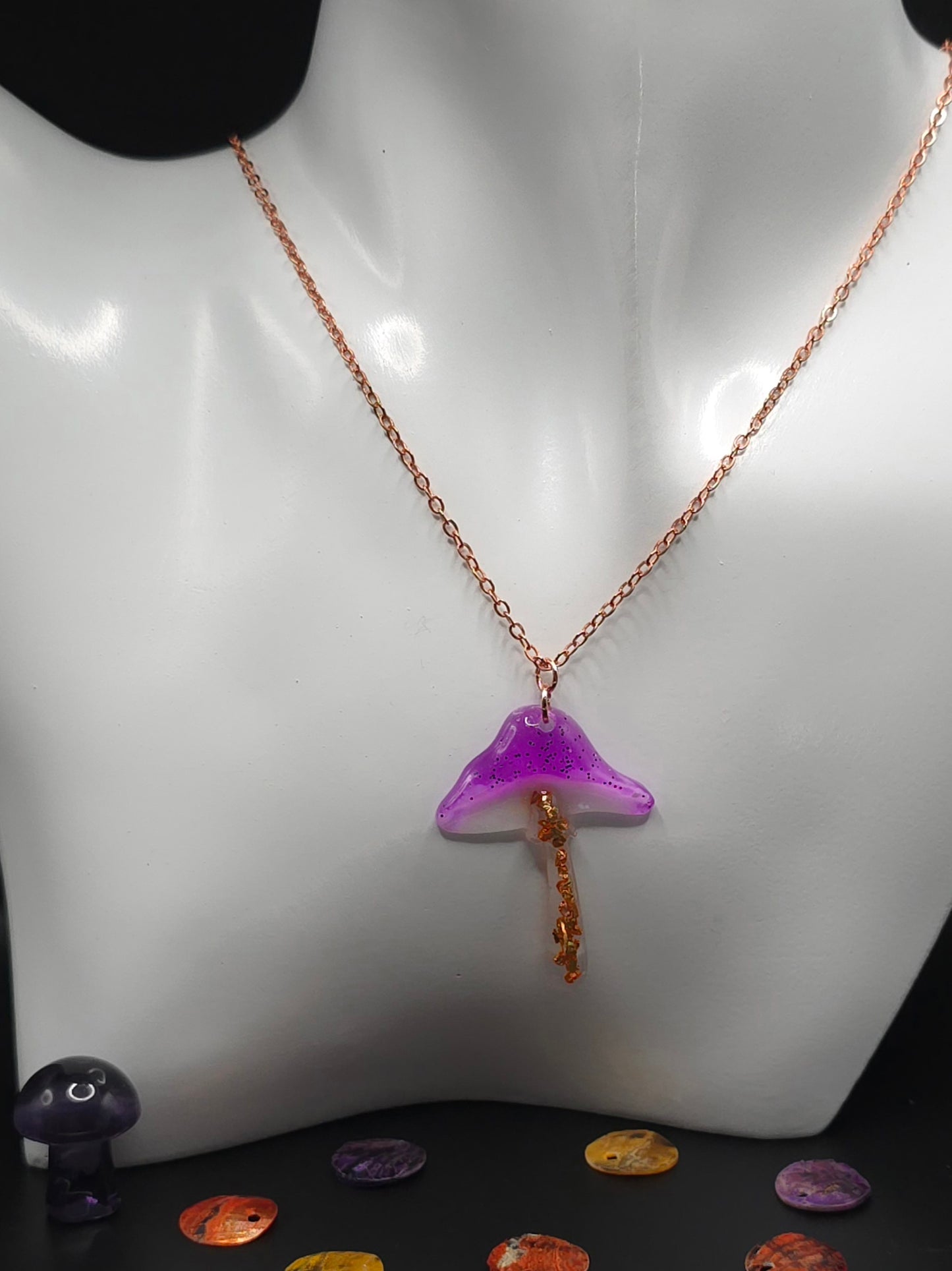 Purple Cap Resin Necklace