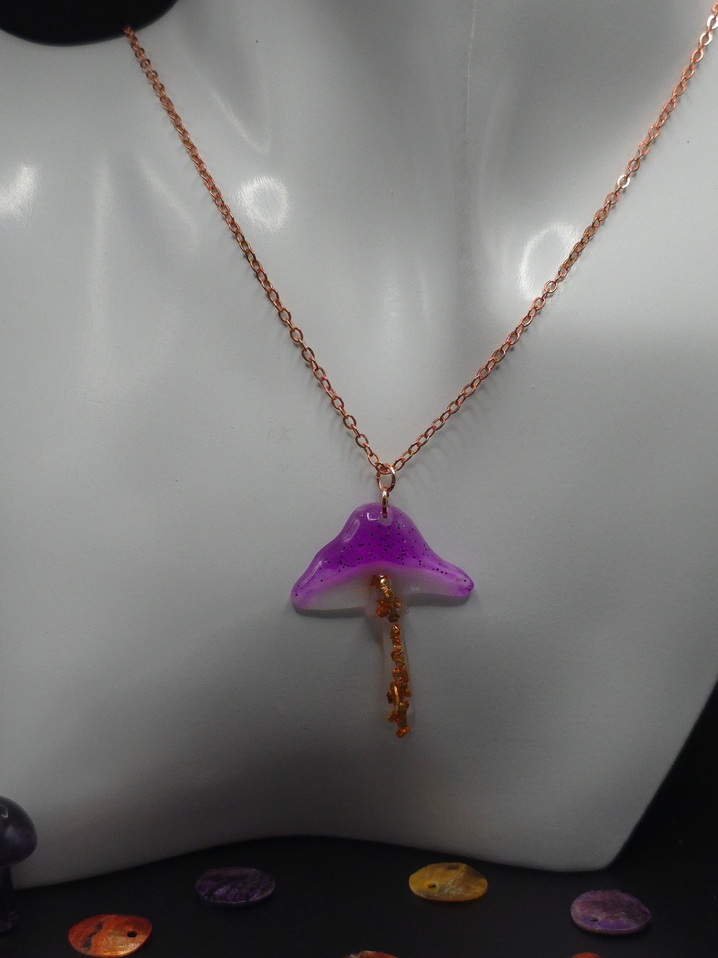 Purple Cap Resin Necklace