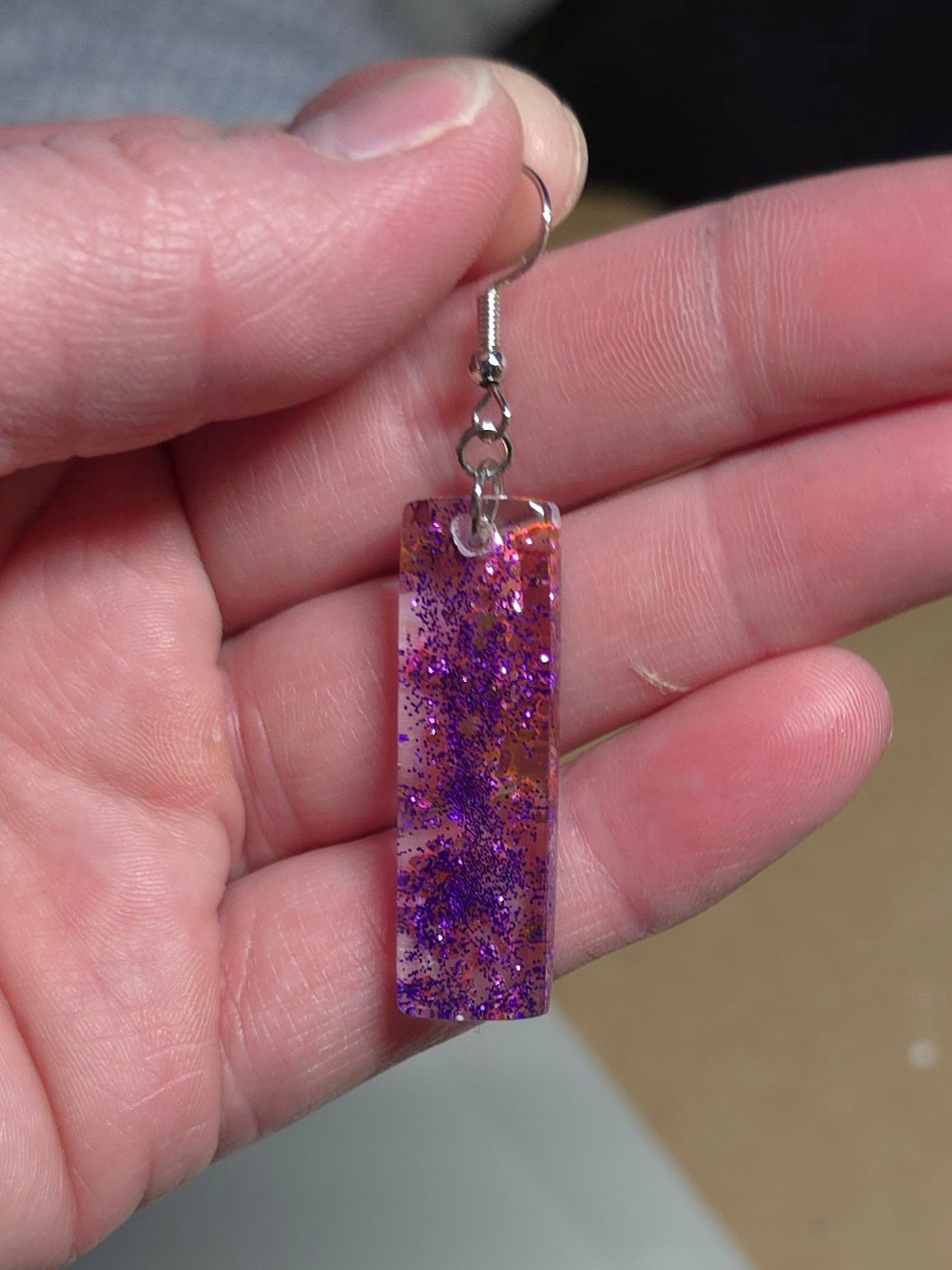 Purple Sparkle Resin Earring