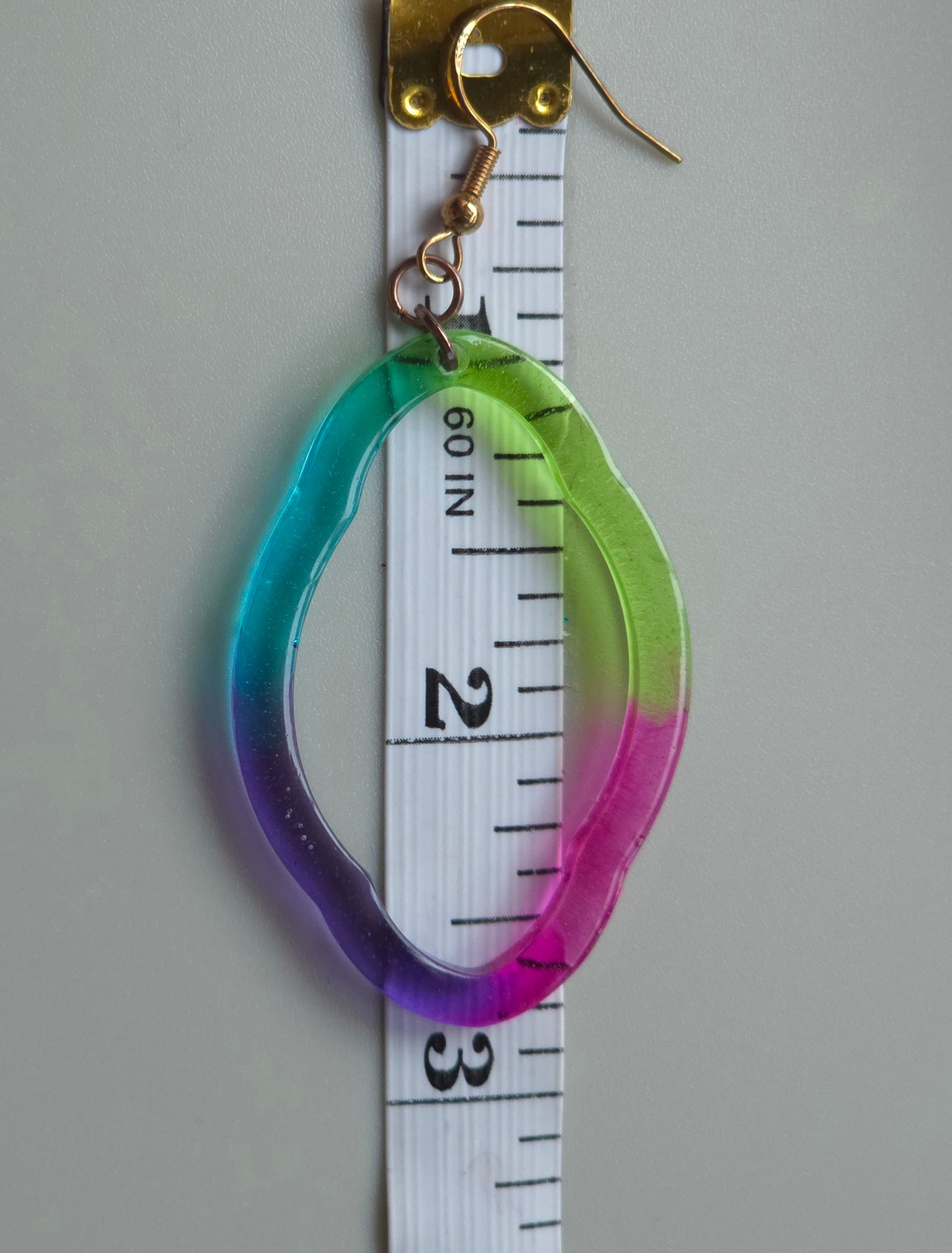 Rainbow Hoop Resin Earrings