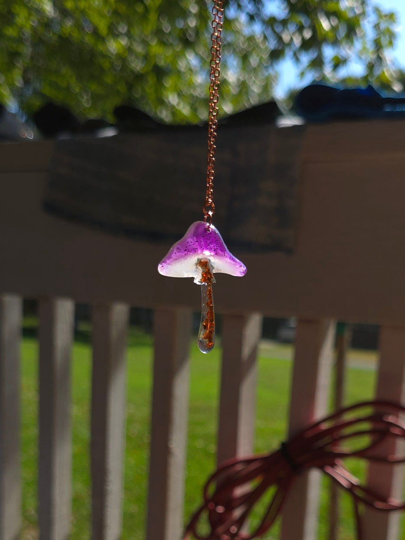 Purple Cap Resin Necklace