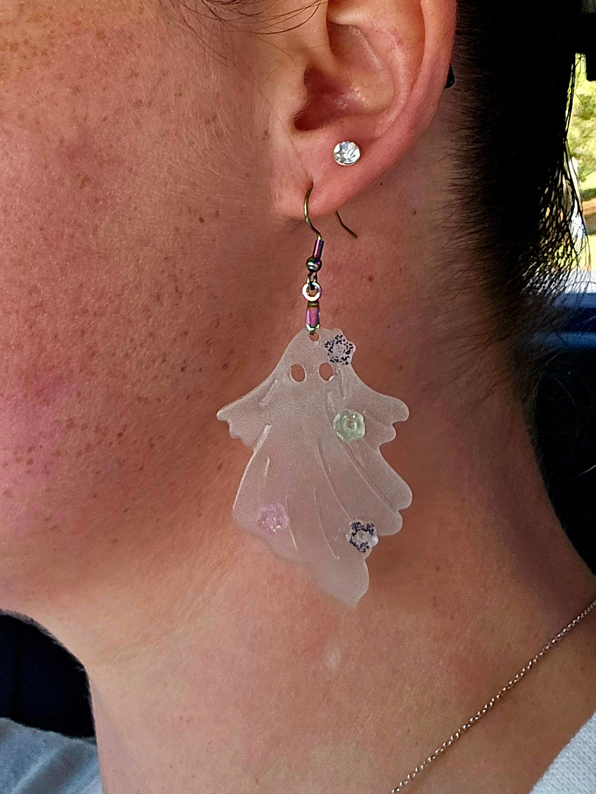 Ghoulish Ghost Glow in the Dark Resin Earrings