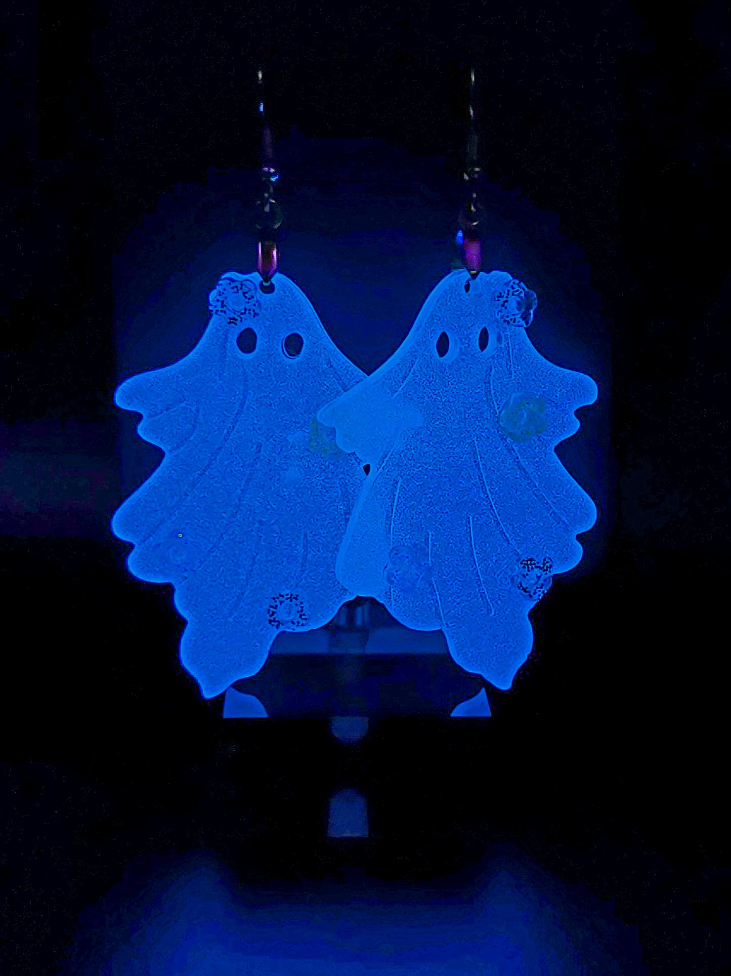 Ghoulish Ghost Glow in the Dark Resin Earrings