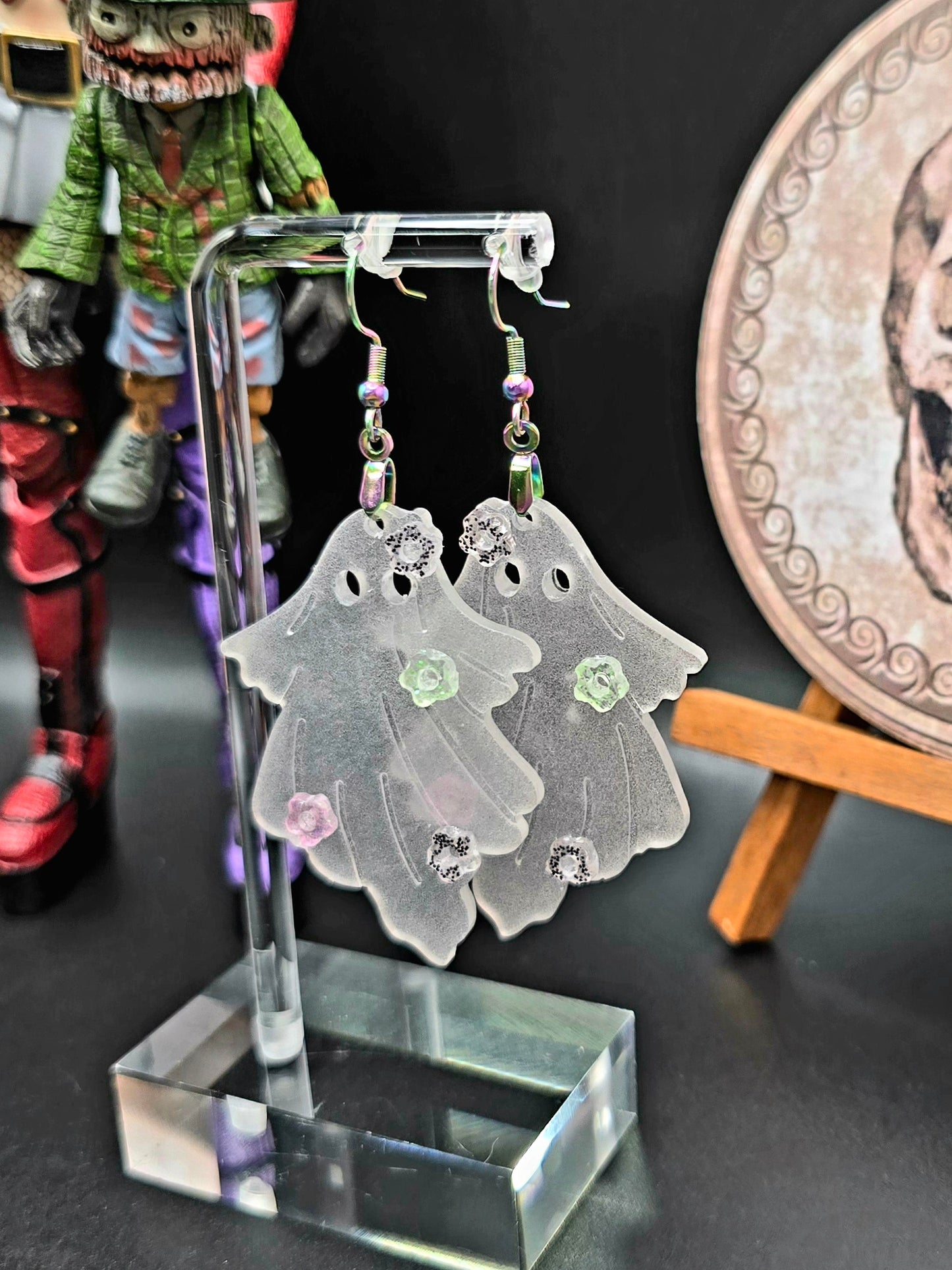 Ghoulish Ghost Glow in the Dark Resin Earrings