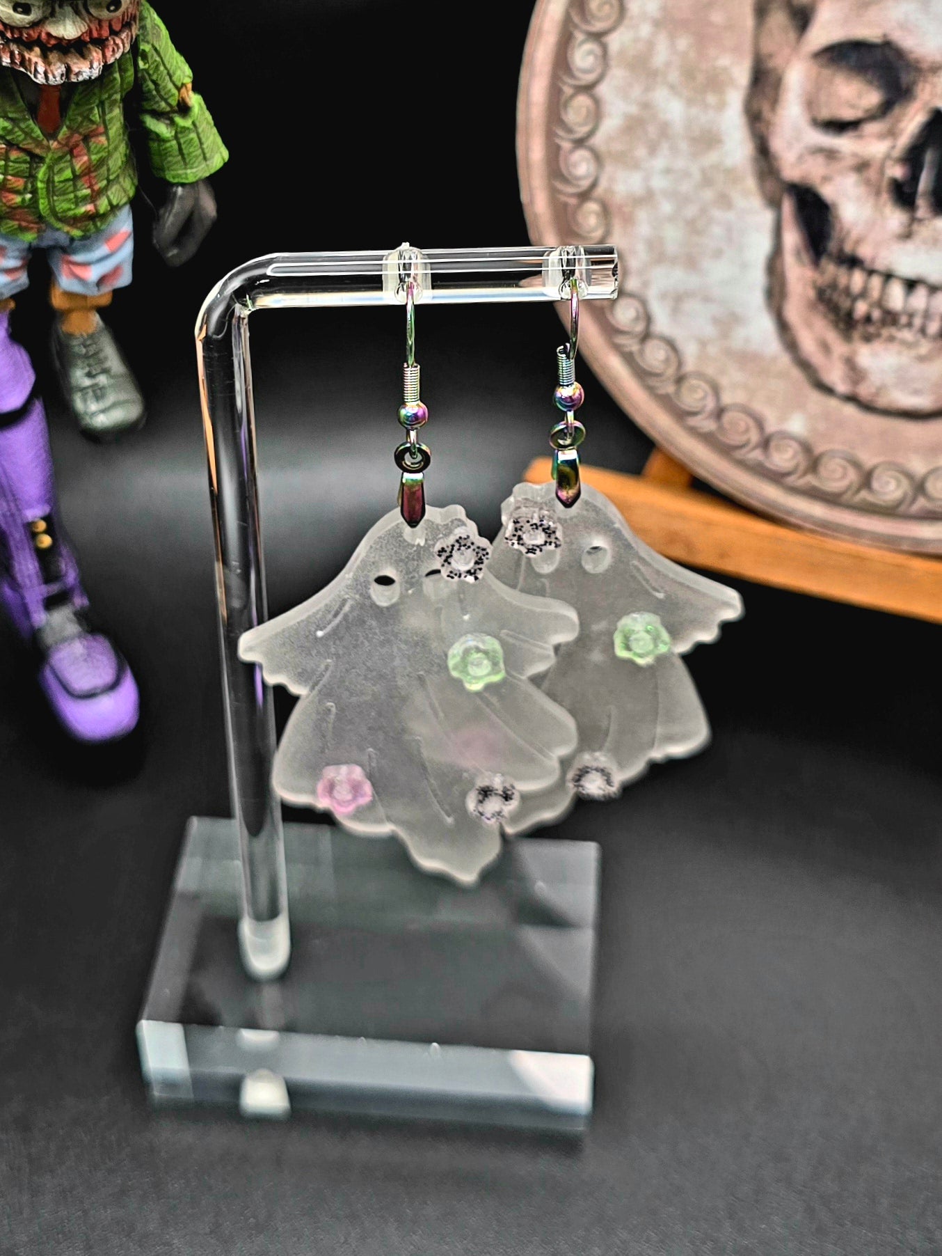 Ghoulish Ghost Glow in the Dark Resin Earrings